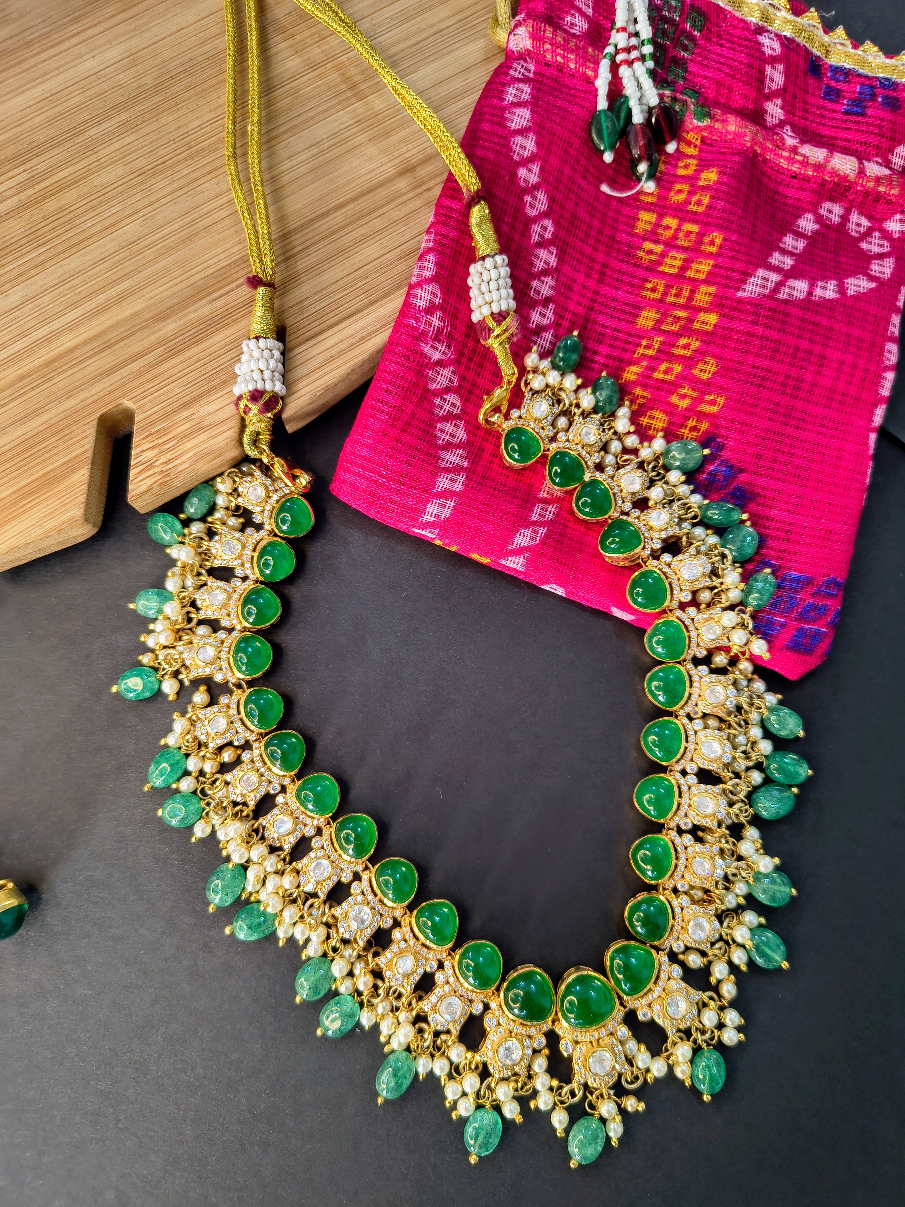 Royal Emerald Moissanite Necklace Set