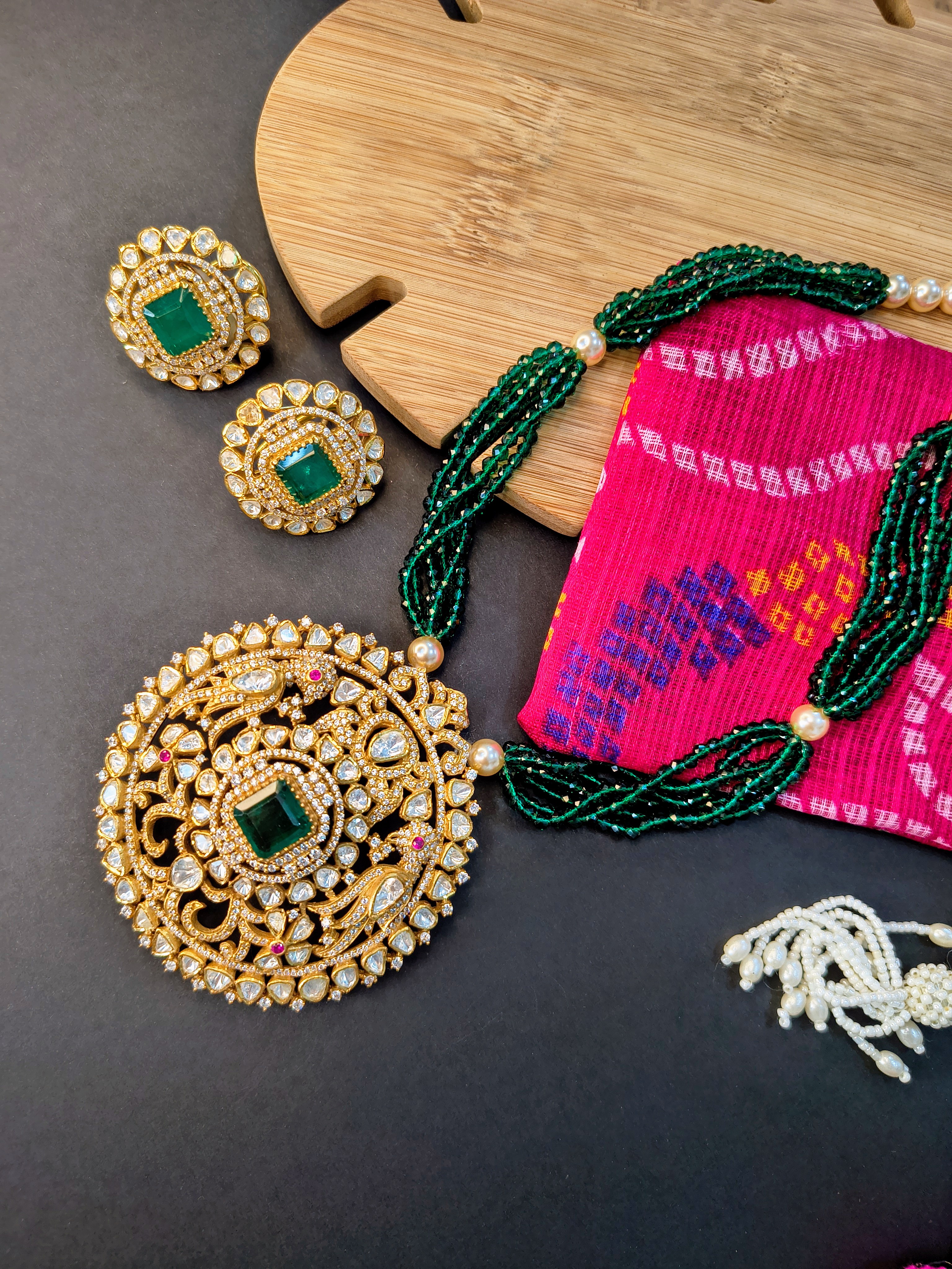 Royal Emerald Moissanite Necklace Set