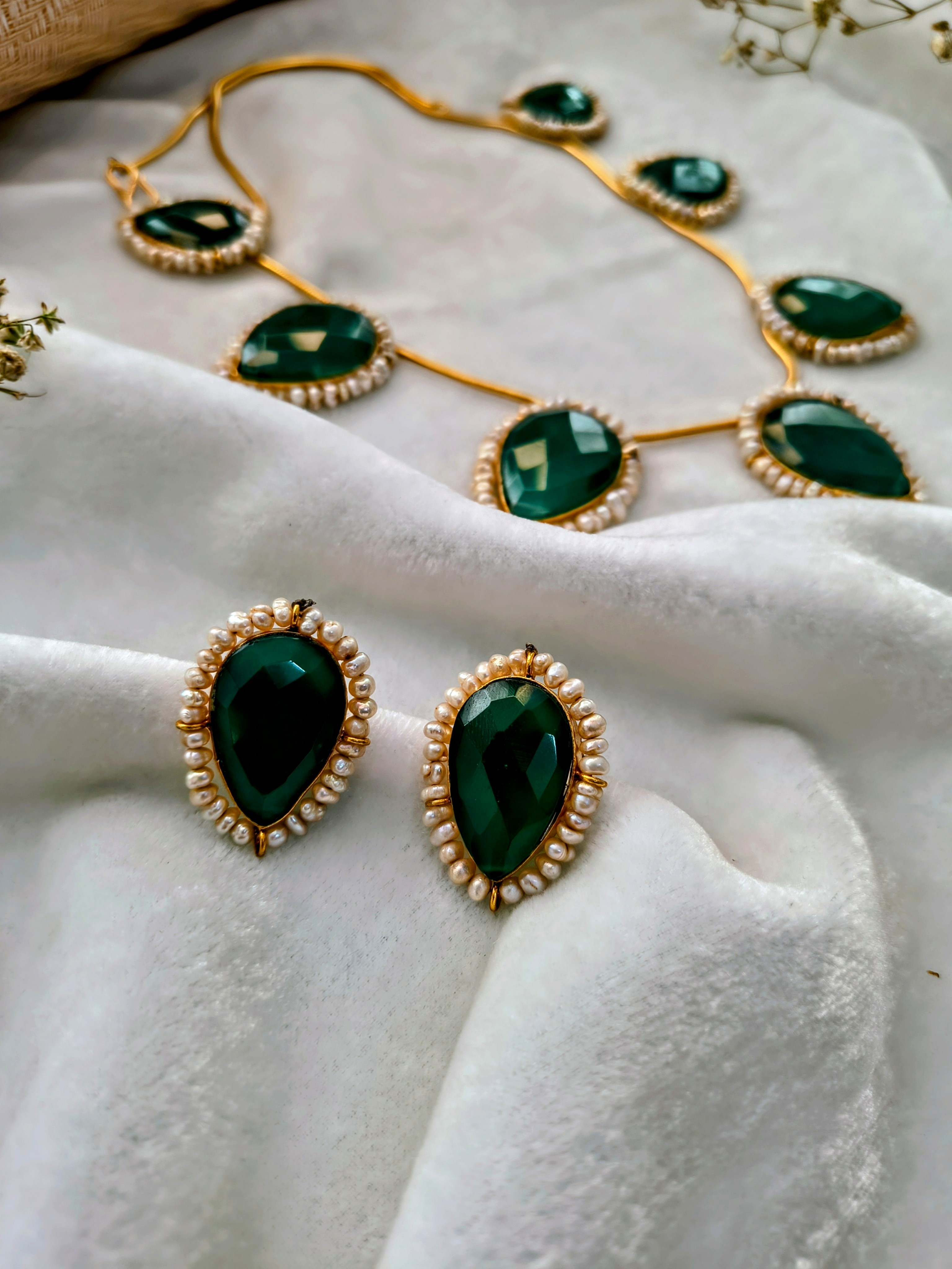 Glass Filled Emerald Necklace