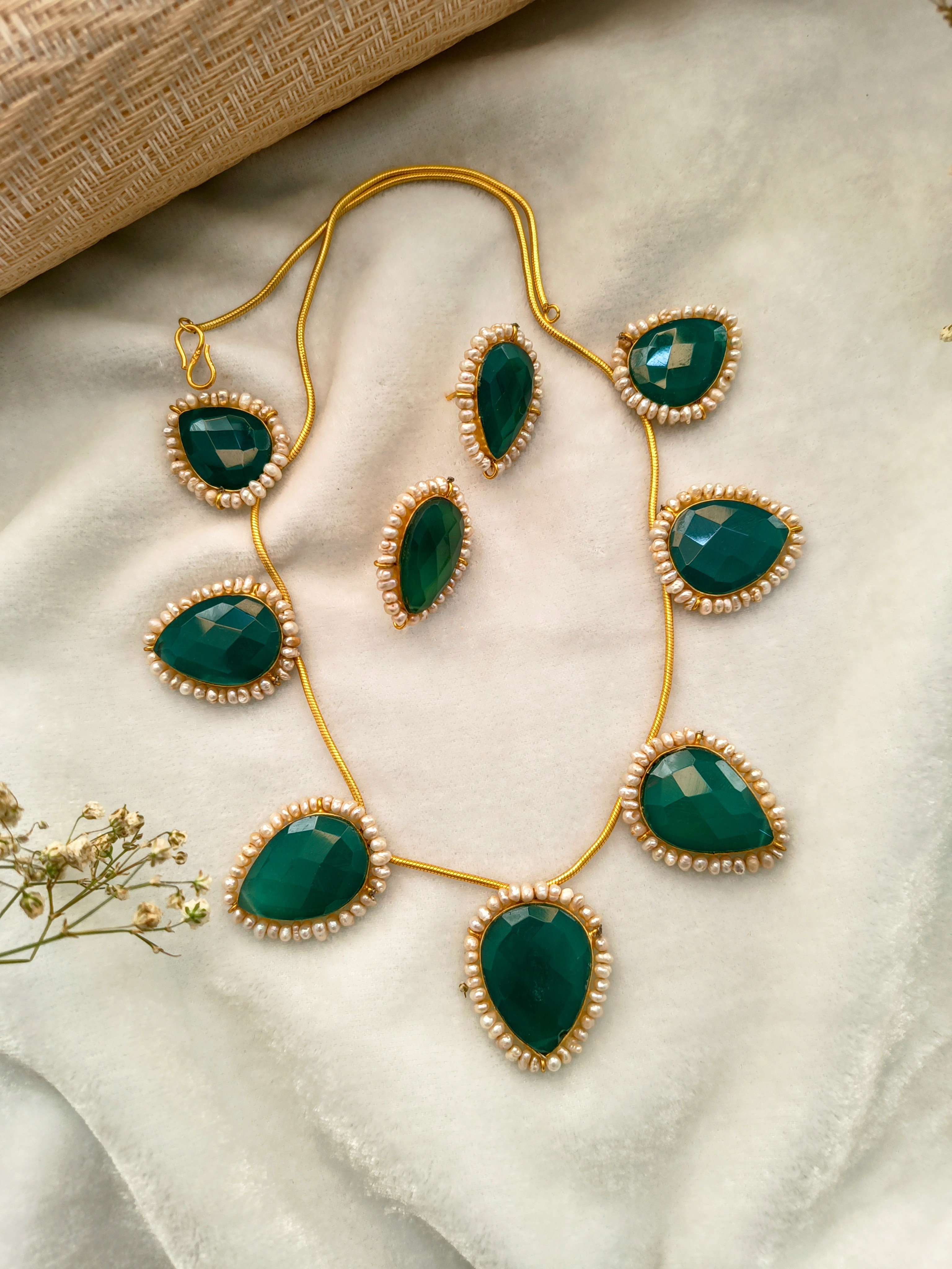 Glass Filled Emerald Necklace