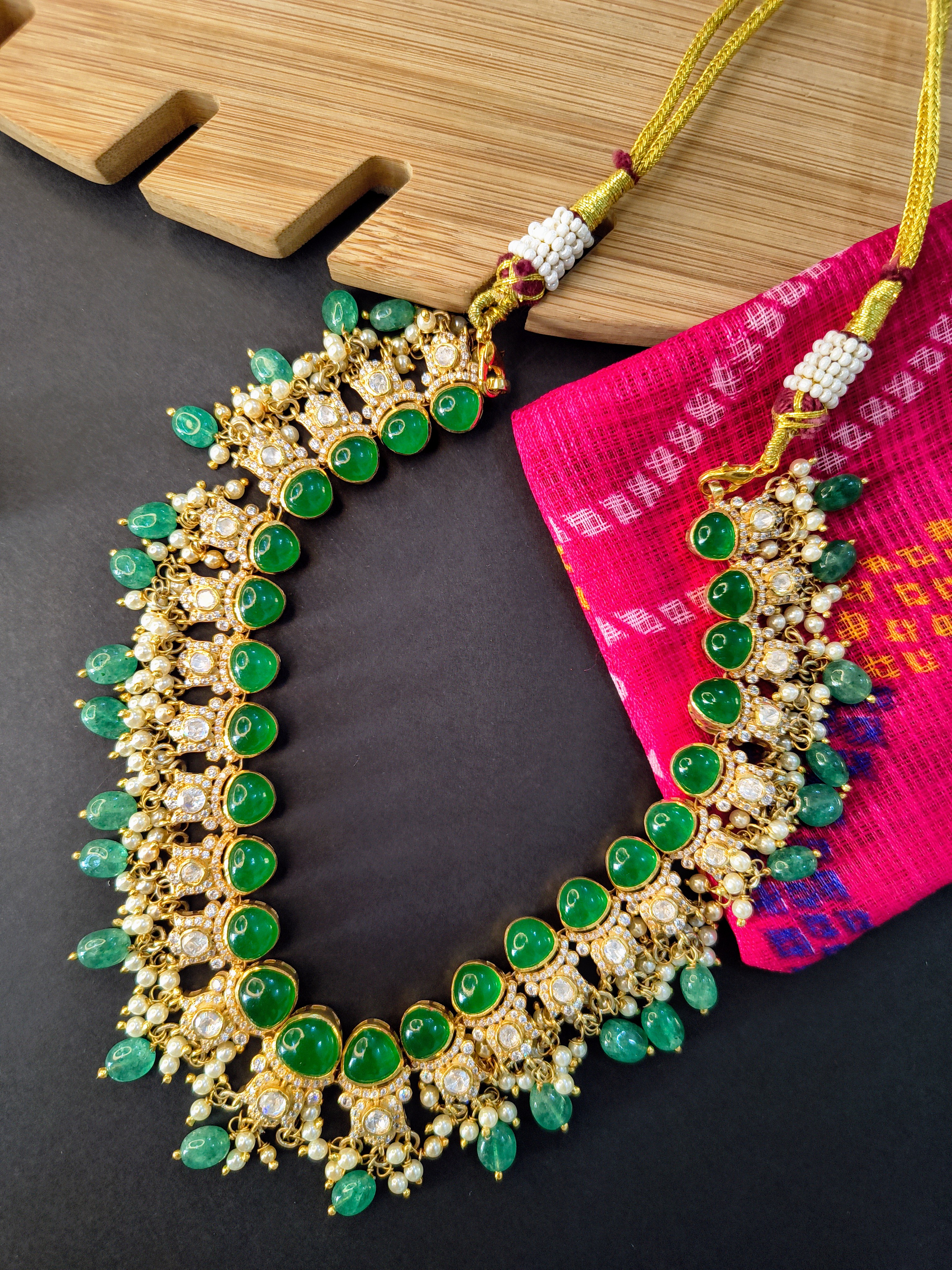 Royal Emerald Moissanite Necklace Set 