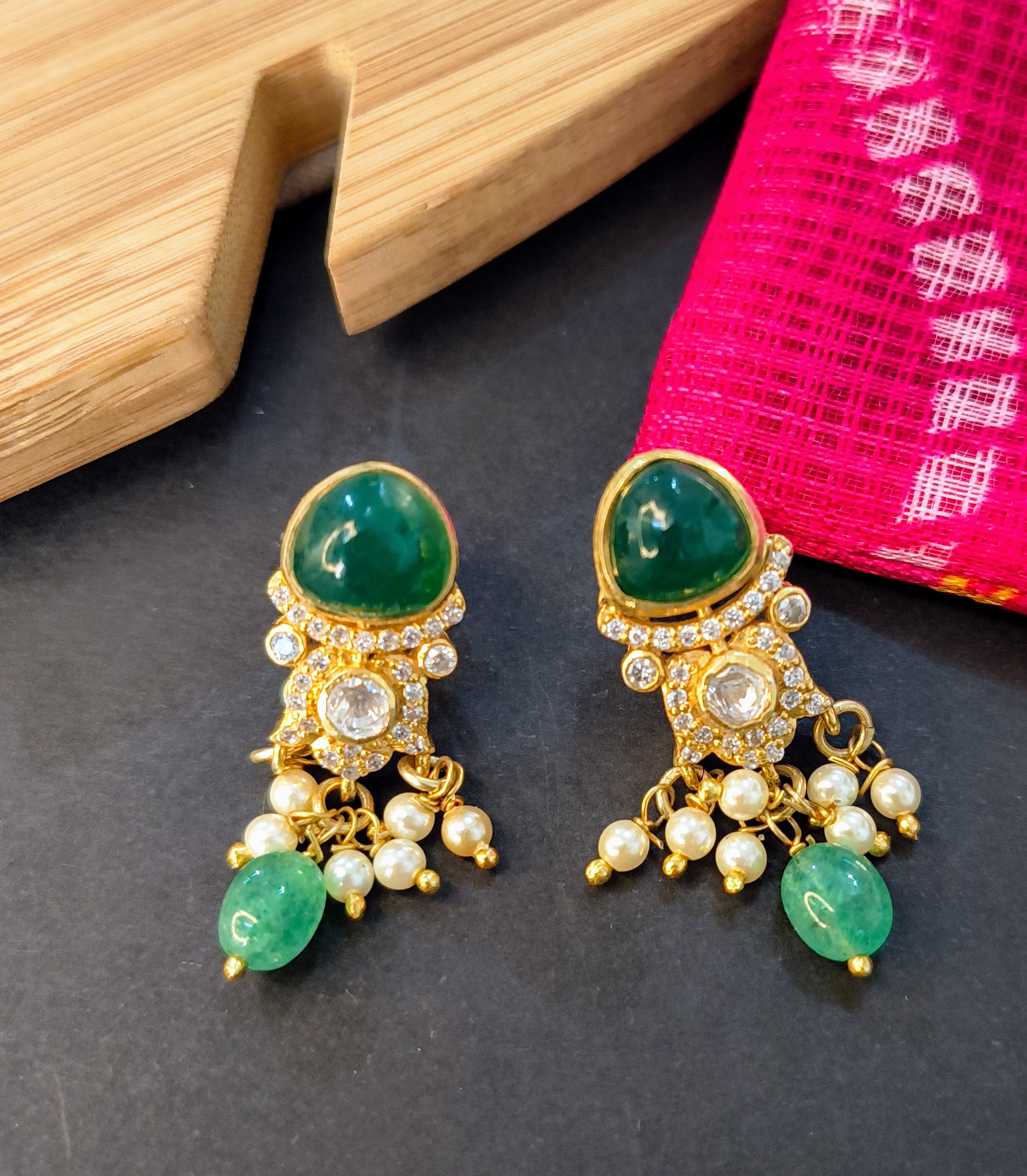 Royal Emerald Moissanite Necklace Set 