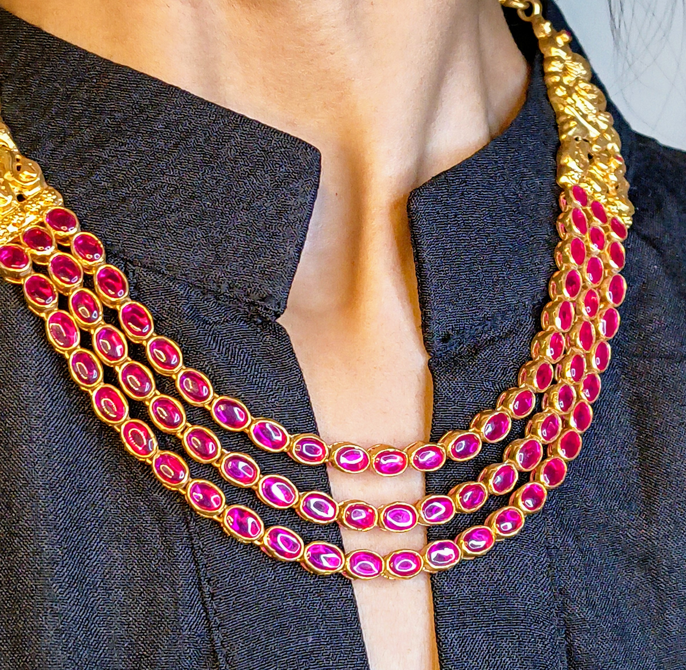 Traditional Gold and Ruby Necklace Set