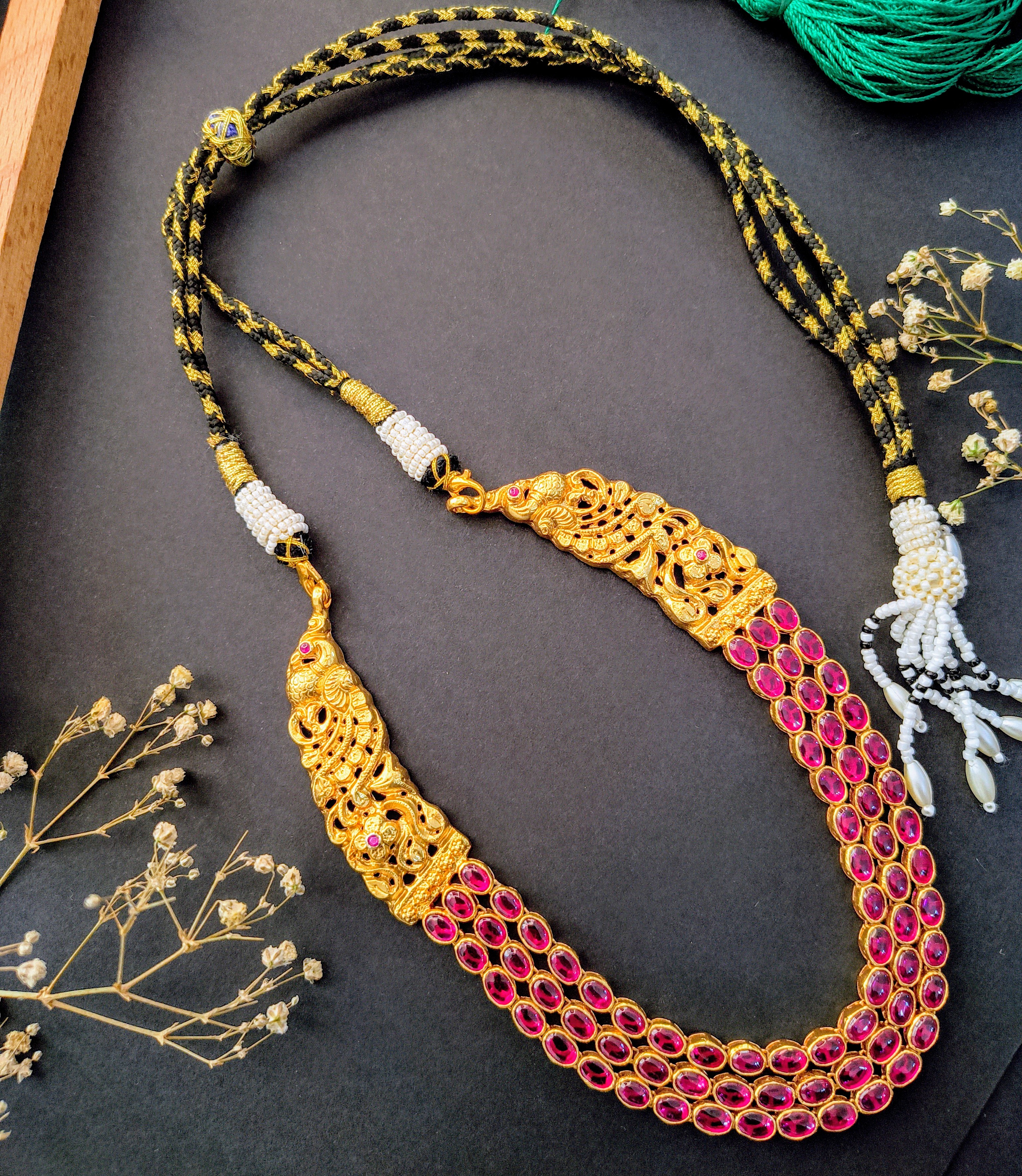 Traditional Gold and Ruby Necklace Set