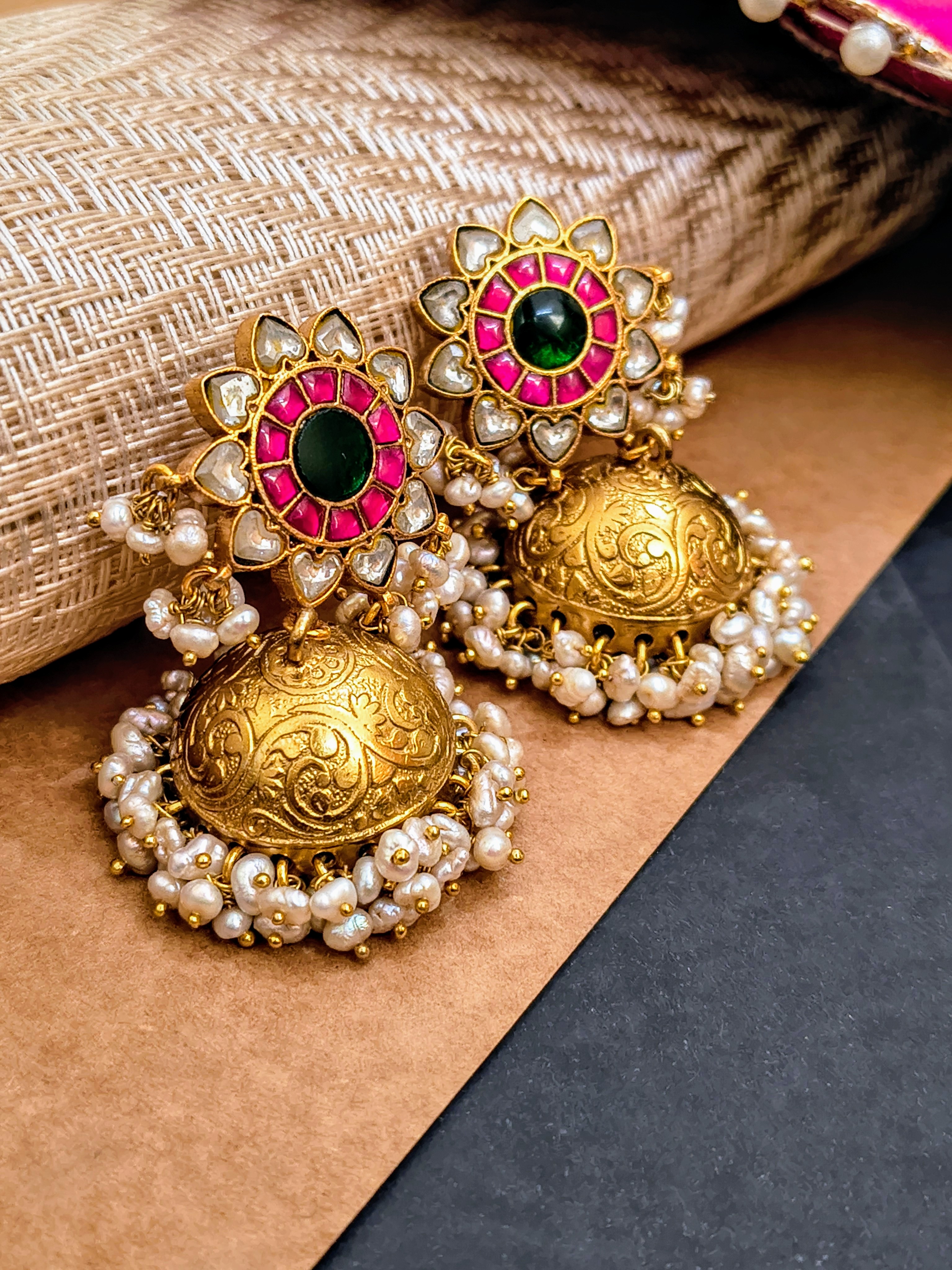 Traditional Kundan Jhumka Earrings