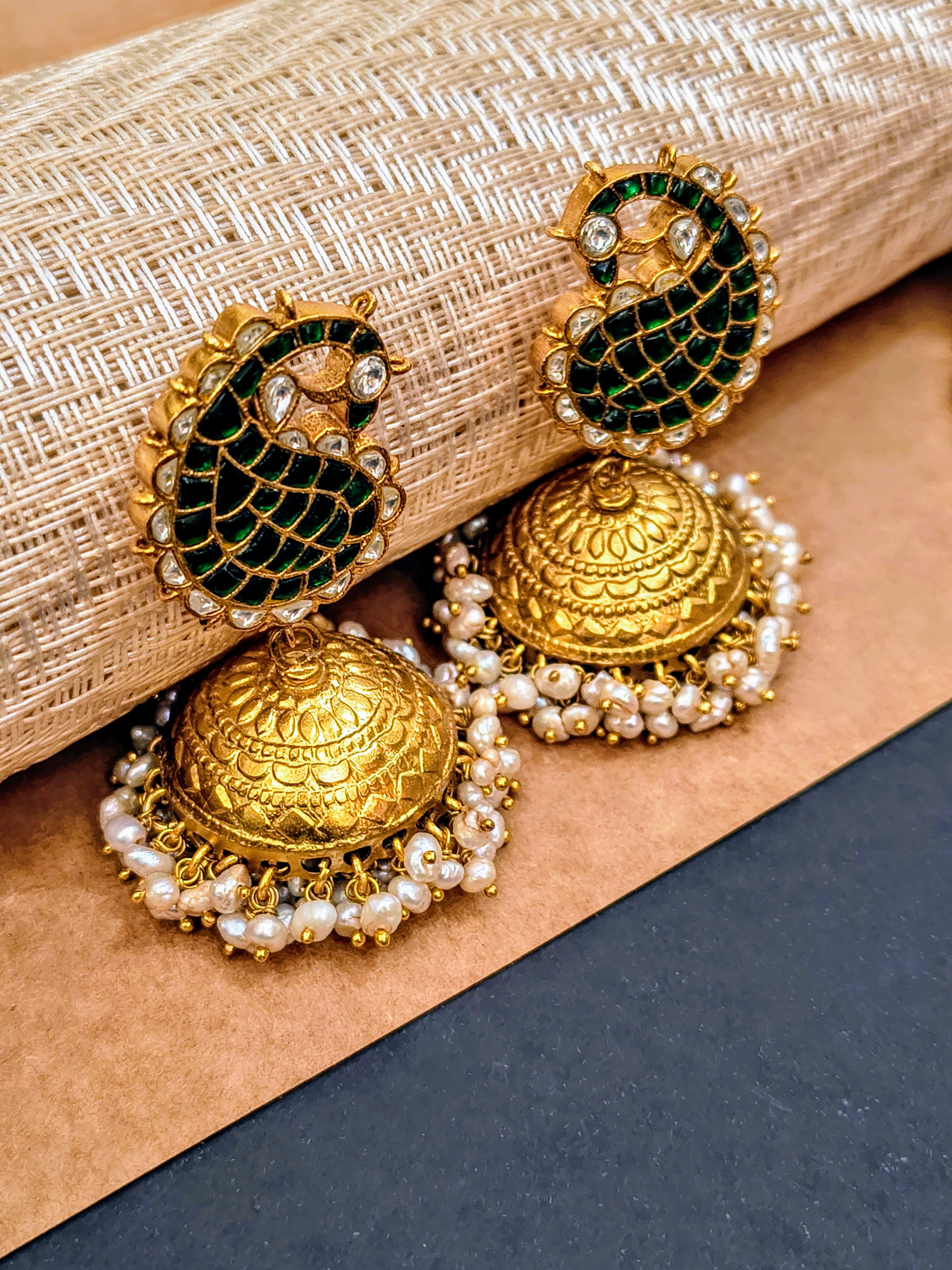 Peacock Design Jhumka Earrings