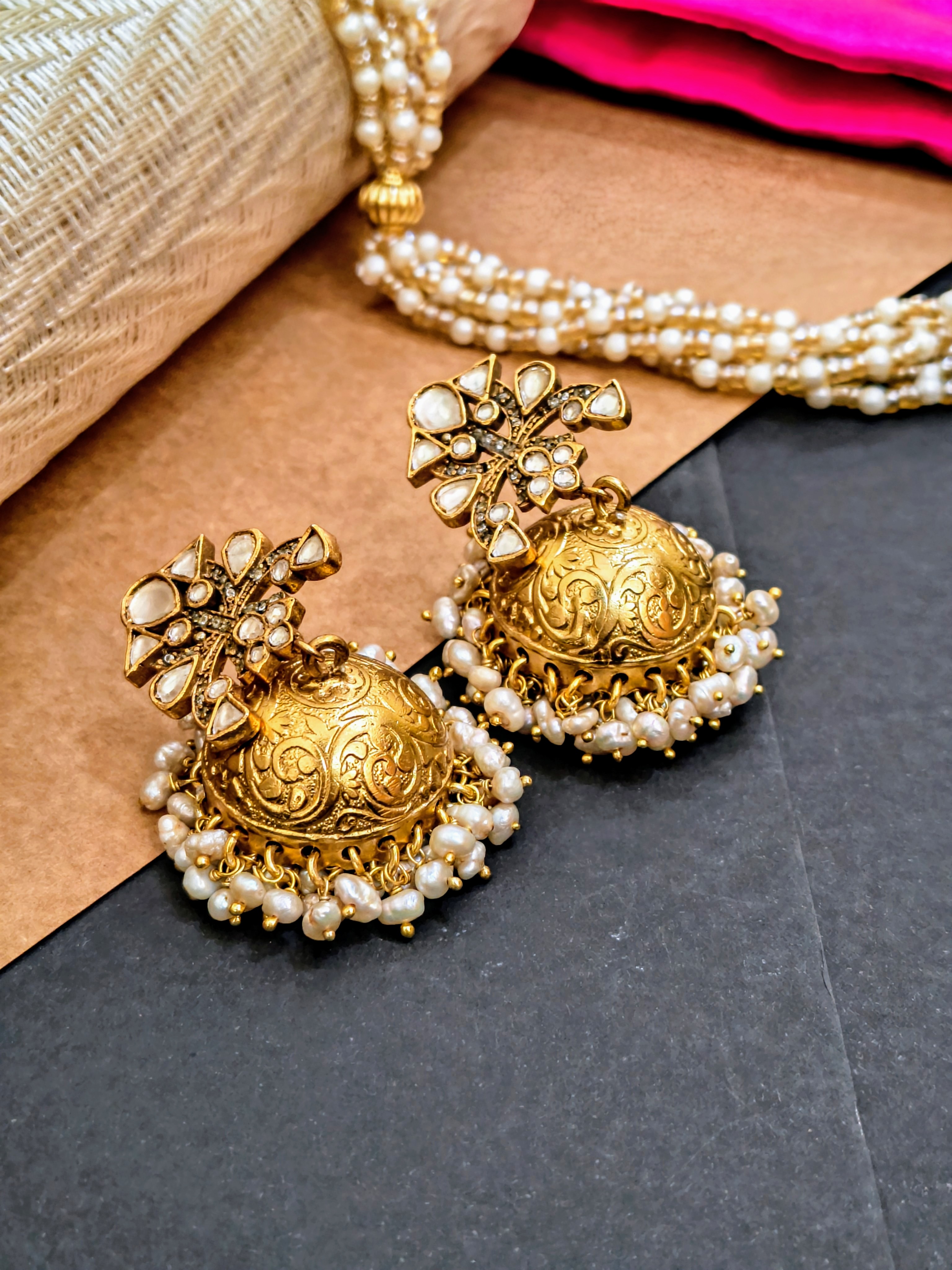 Traditional Gold-Plated Jhumka Earrings