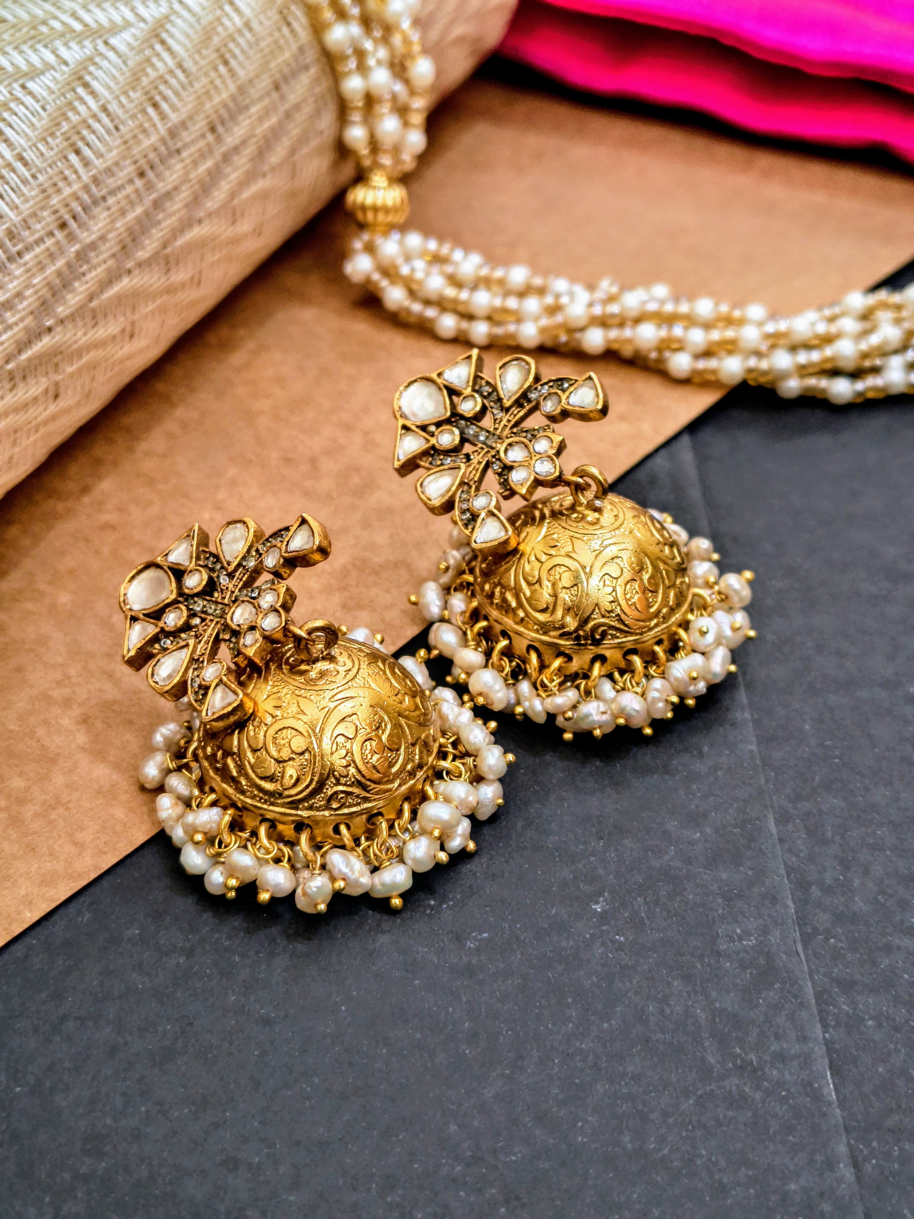 Traditional Gold-Plated Jhumka Earrings
