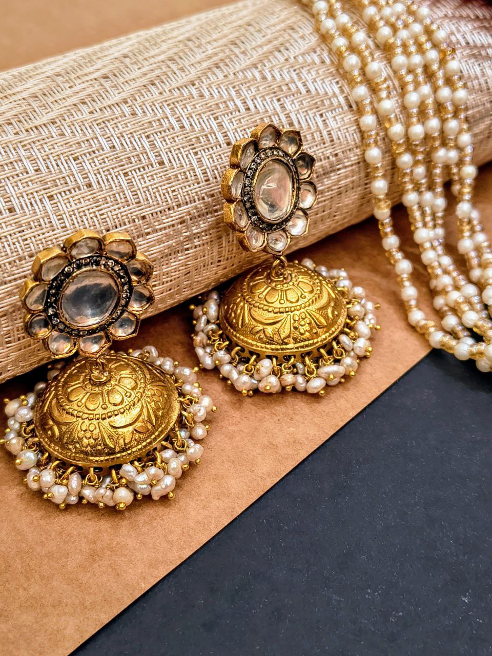 Traditional Gold Jhumka Earrings