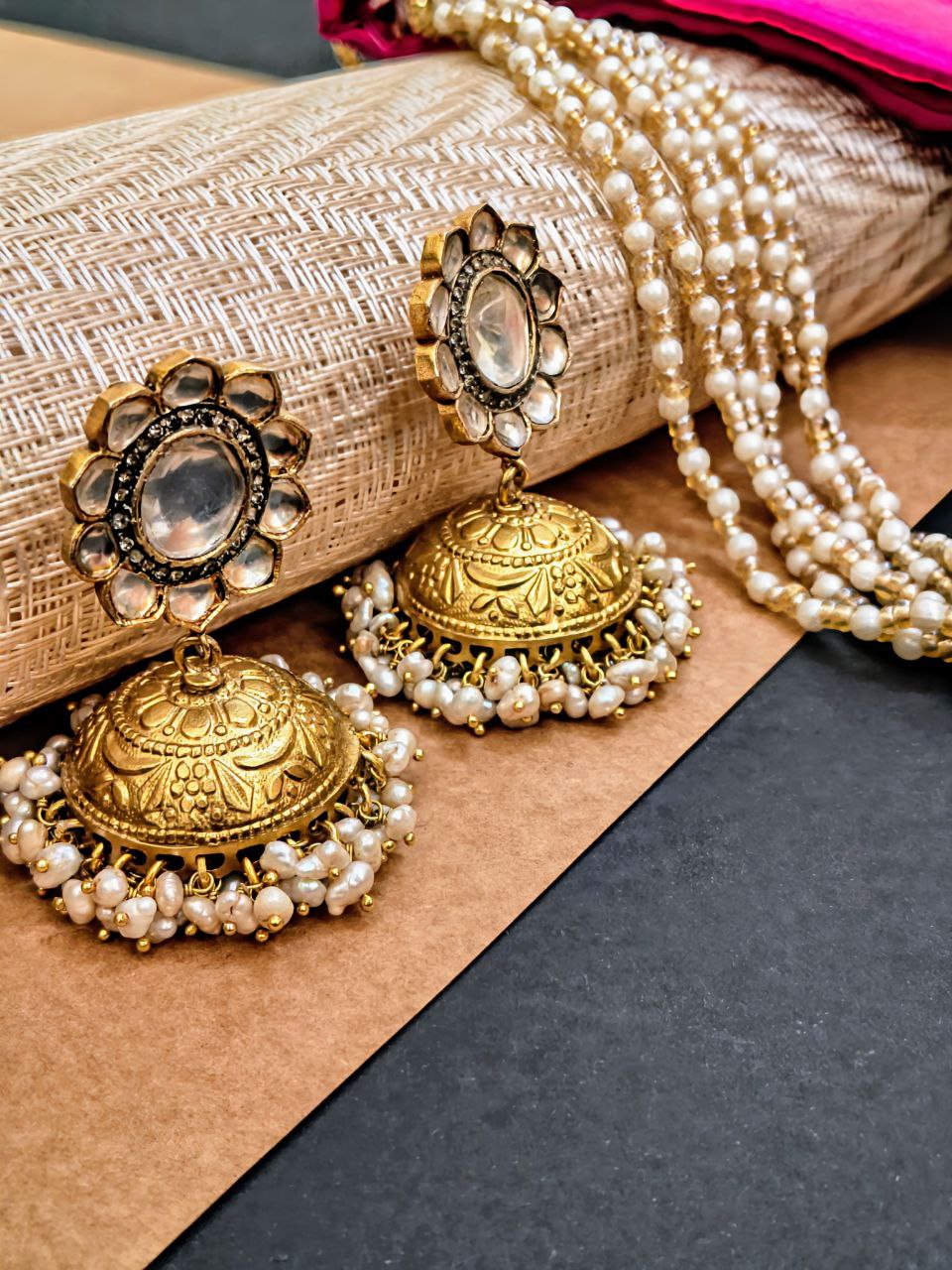 Traditional Gold Jhumka Earrings