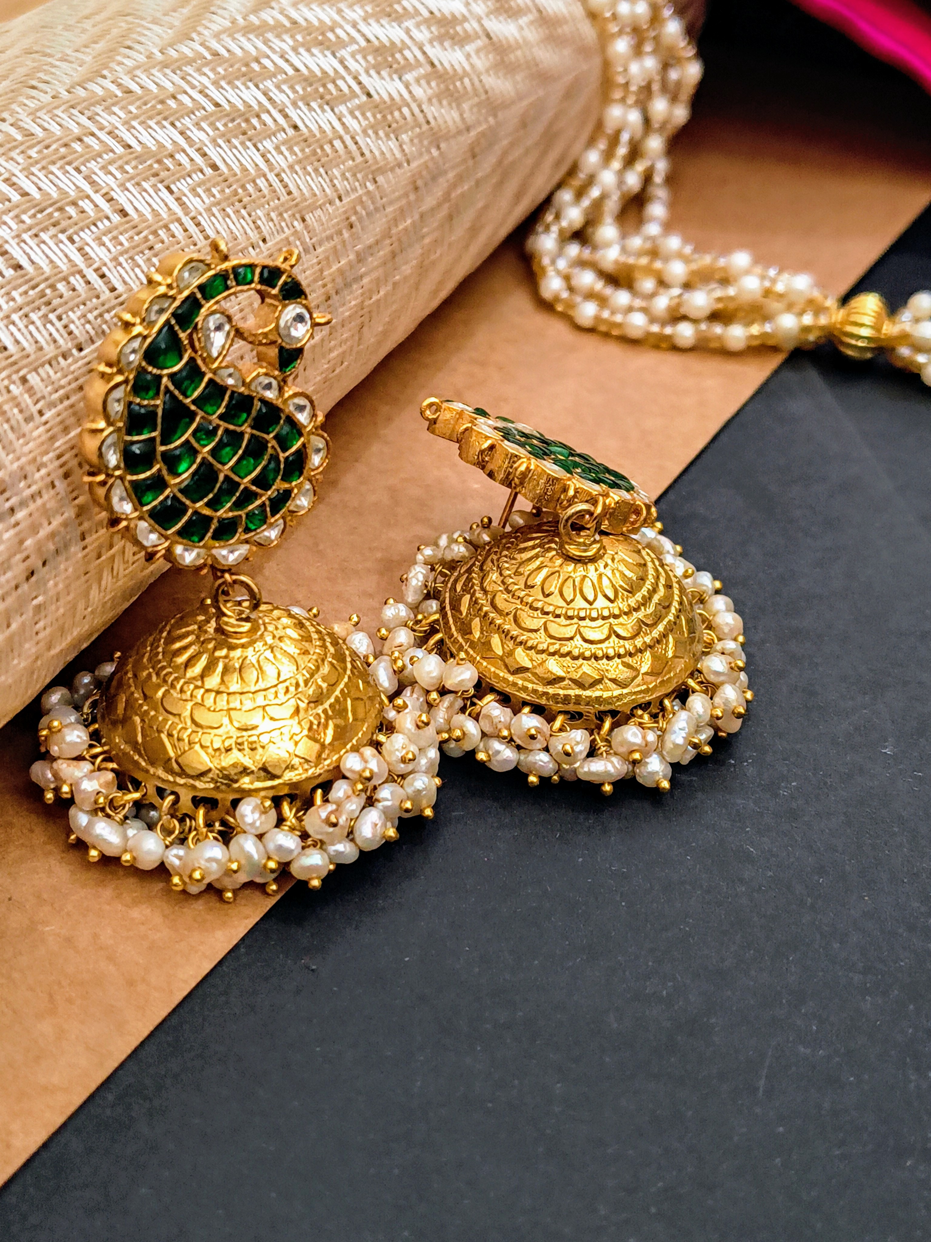 Peacock Design Jhumka Earrings