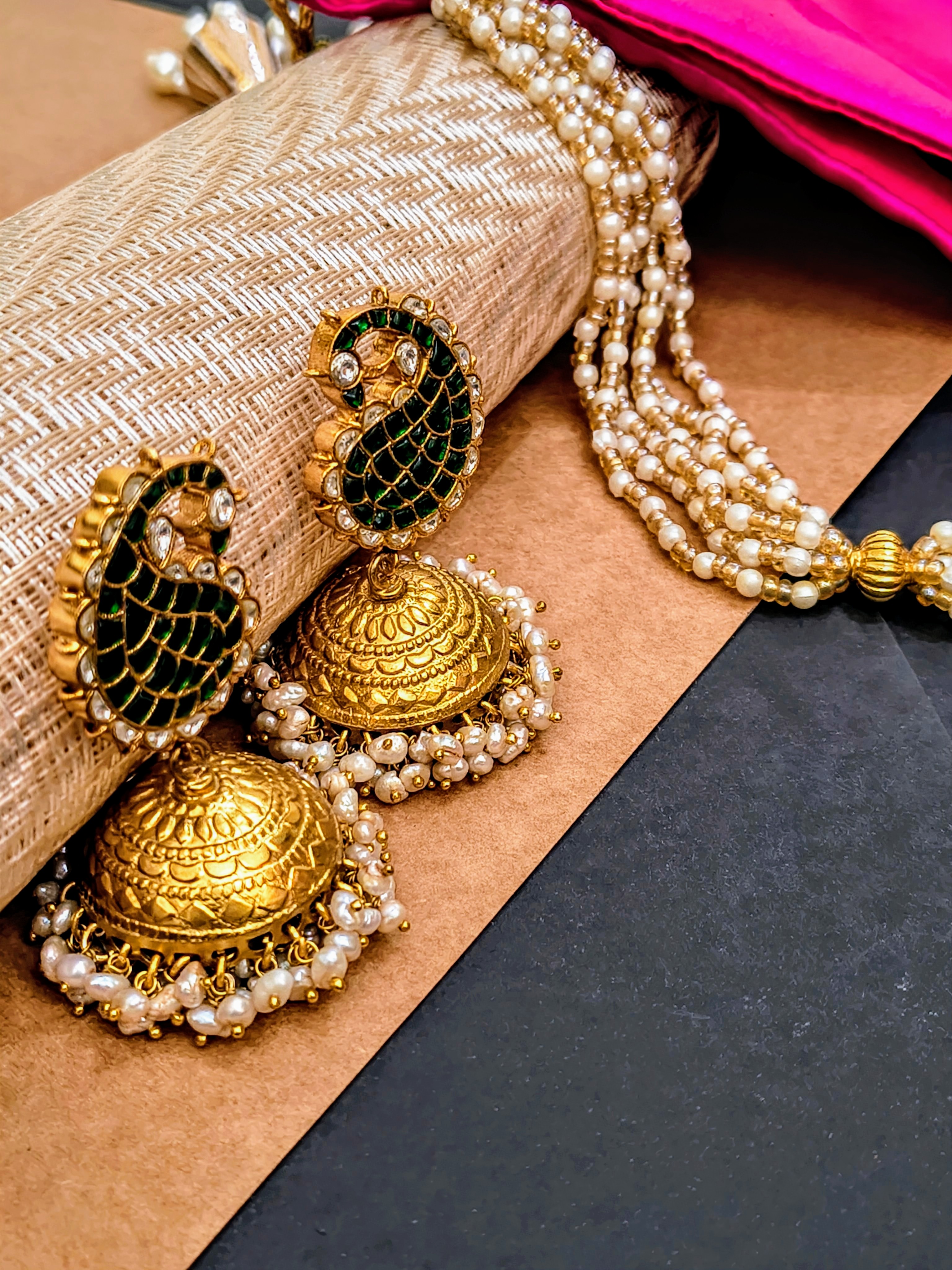 Peacock Design Jhumka Earrings