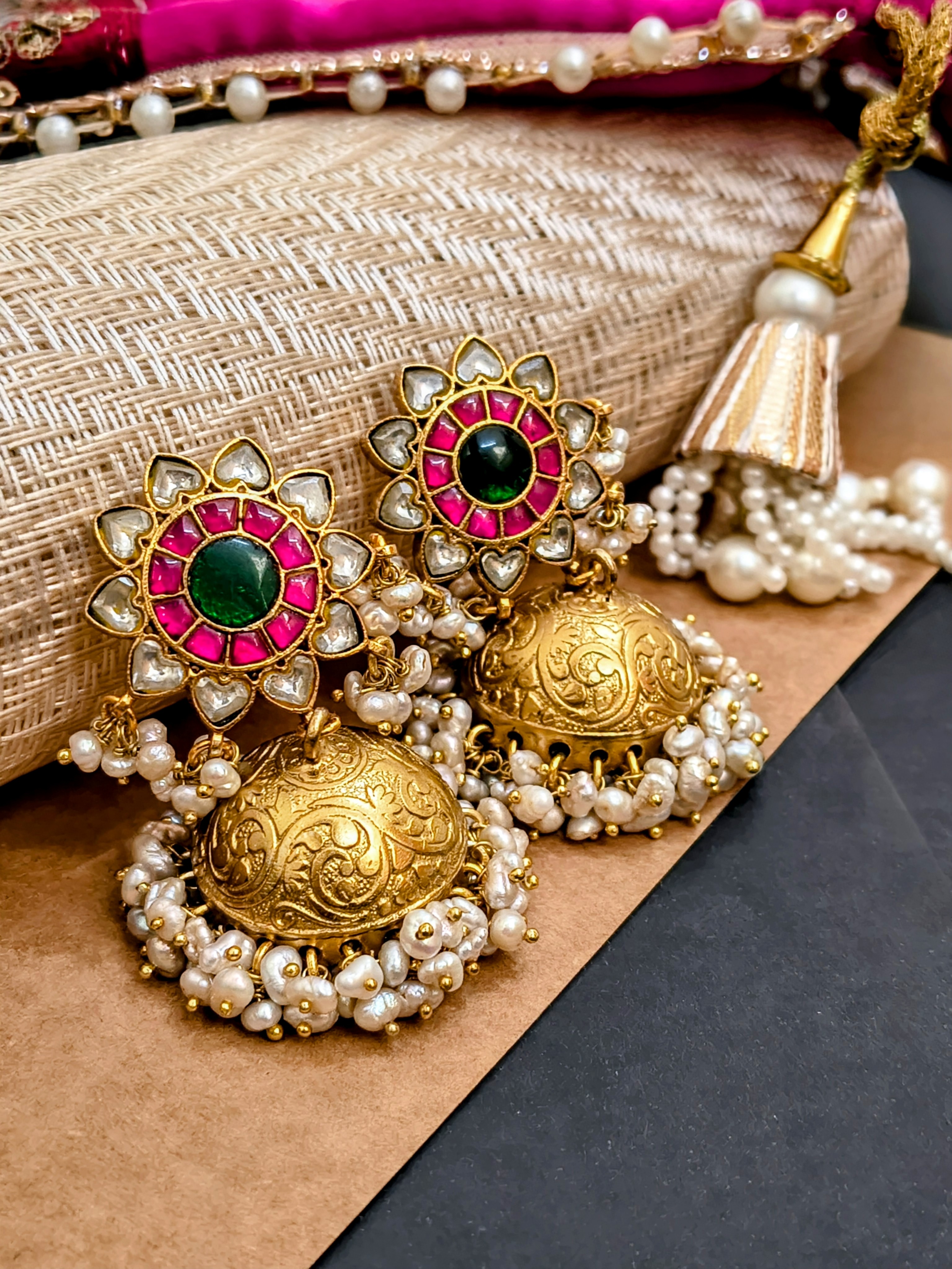 Traditional Kundan Jhumka Earrings