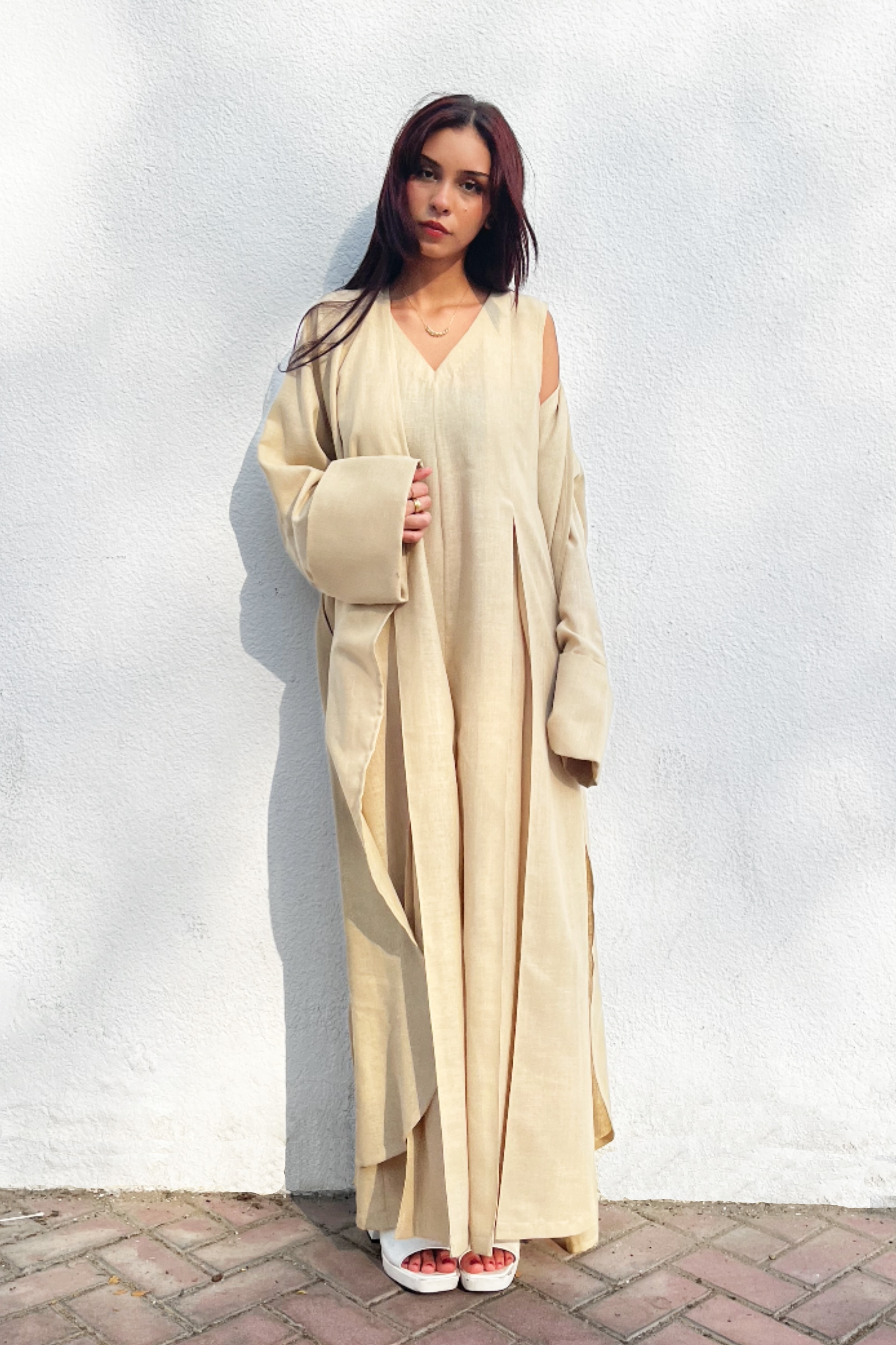 Linen Jumpsuit & Abaya Set