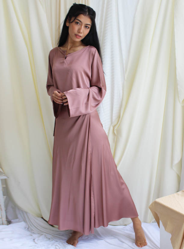 Satin Wrap Skirt Set 