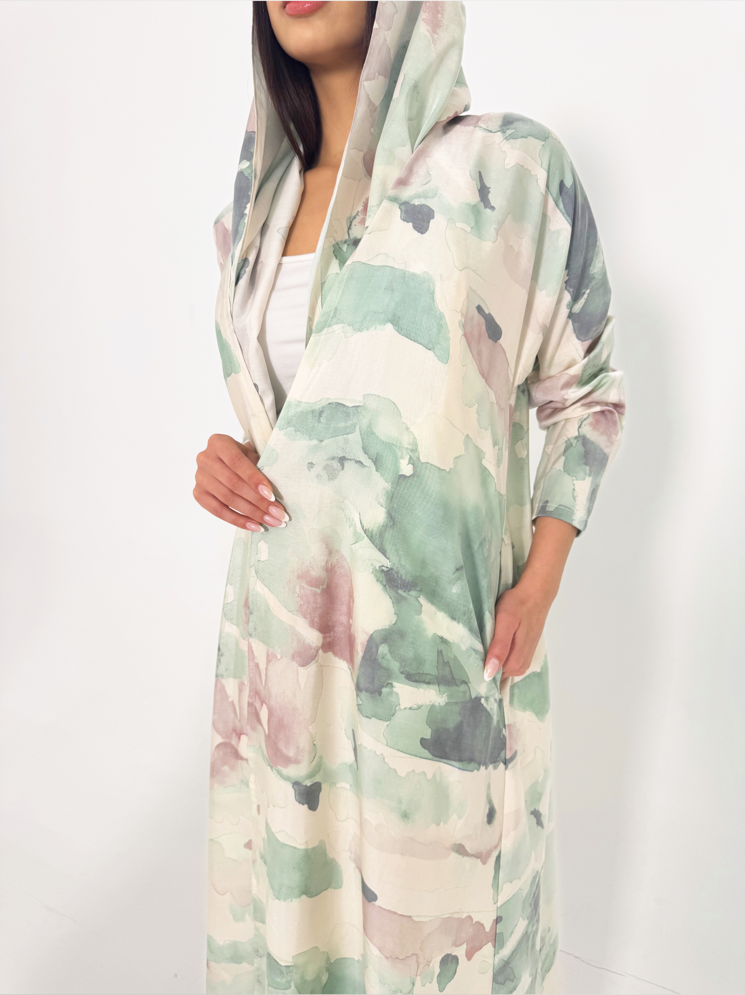 Green Watercolor Abaya