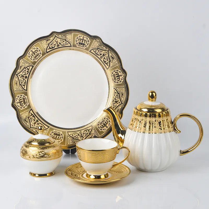 Luxury Gold-Trimmed Tea Set