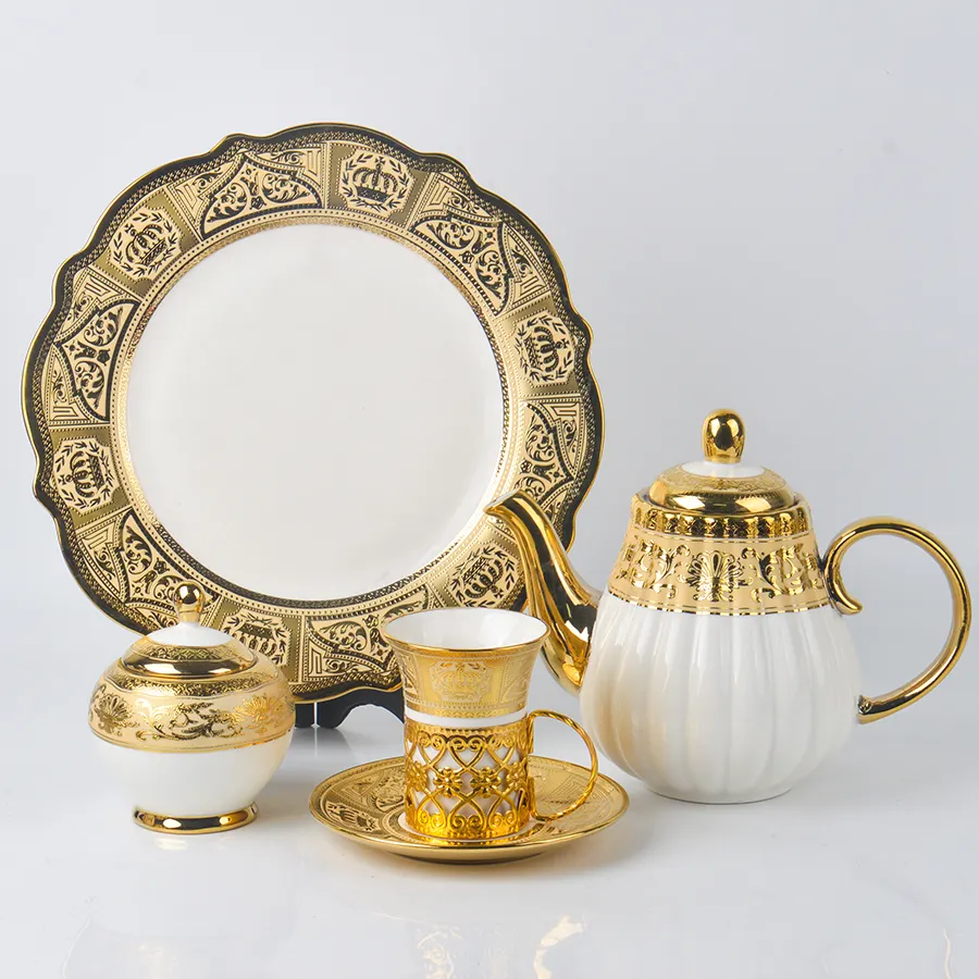 Luxury Gold-Trimmed Tea Set