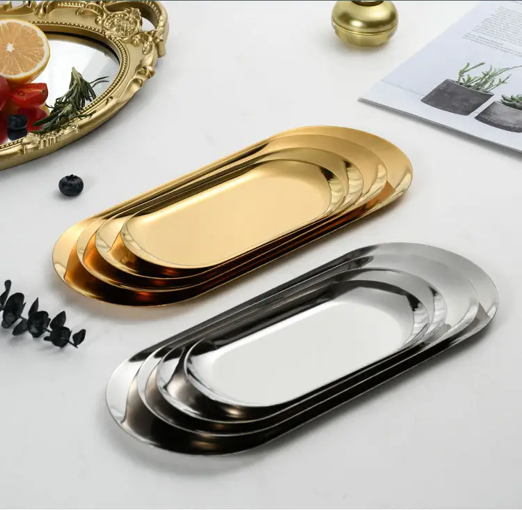 Metallic Oval Trays Set