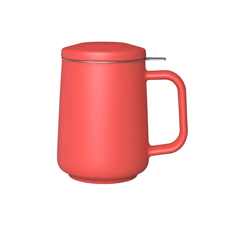 Red Ceramic Mug with Lid