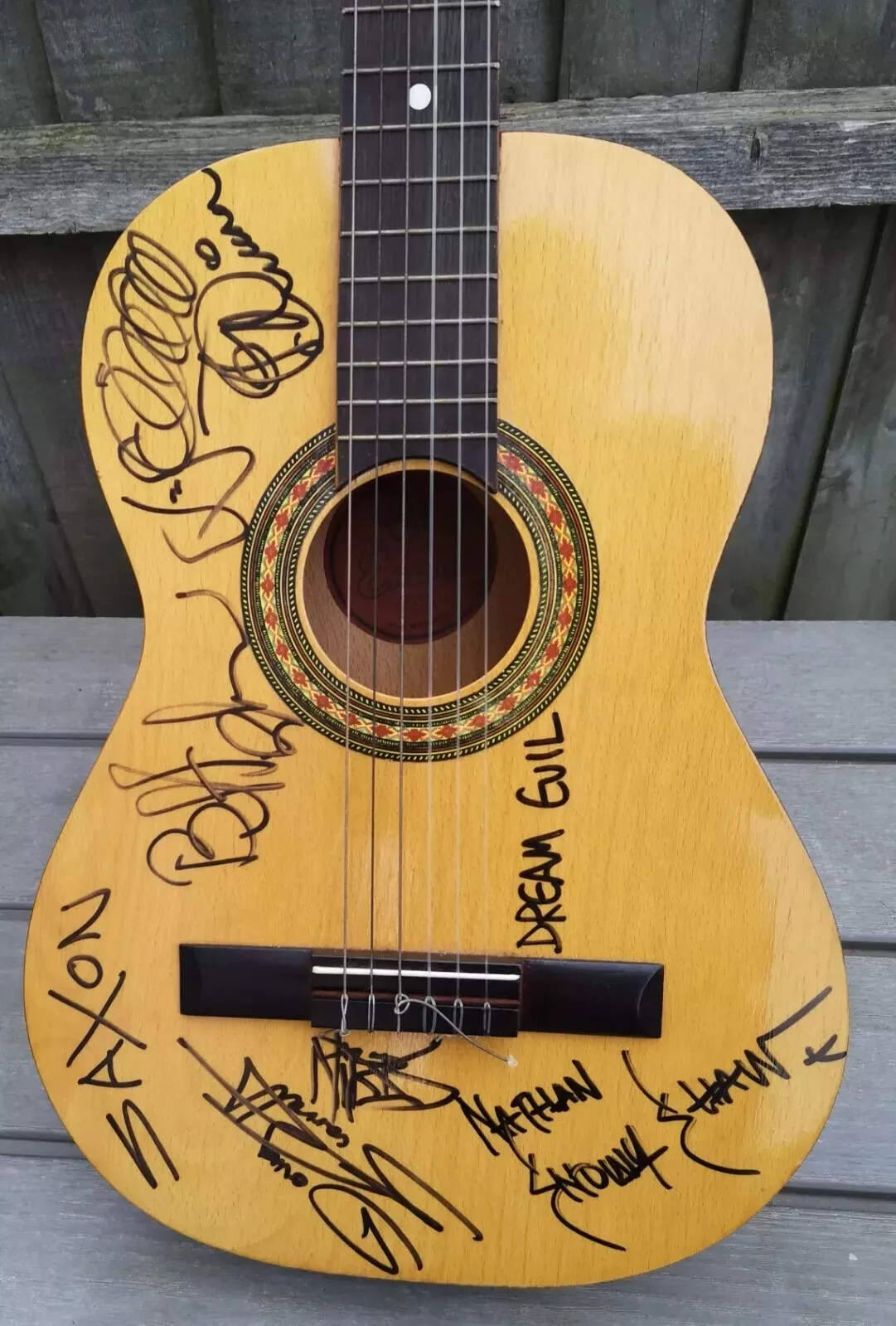 Saxon - Dream Evil Band SIGNED Acoustic / Classical GUITAR