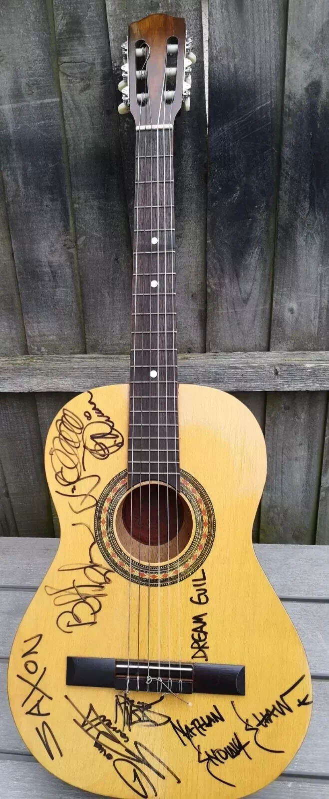 Saxon - Dream Evil Band SIGNED Acoustic / Classical GUITAR