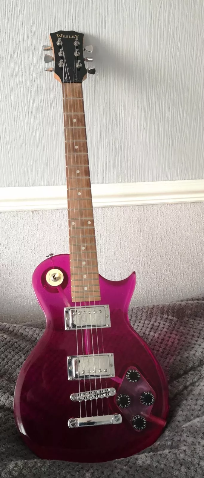 Wesley Transparent Wine Red Acrylic Les Paul Copy Guitar