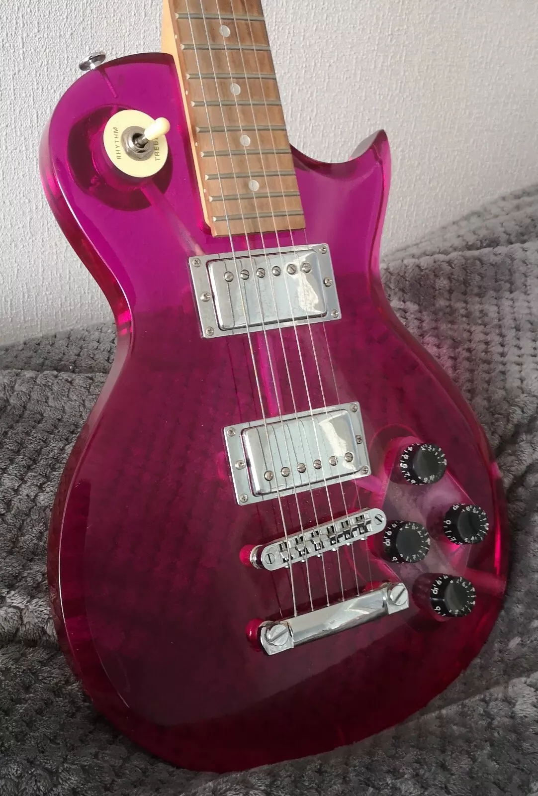 Wesley Transparent Wine Red Acrylic Les Paul Copy Guitar