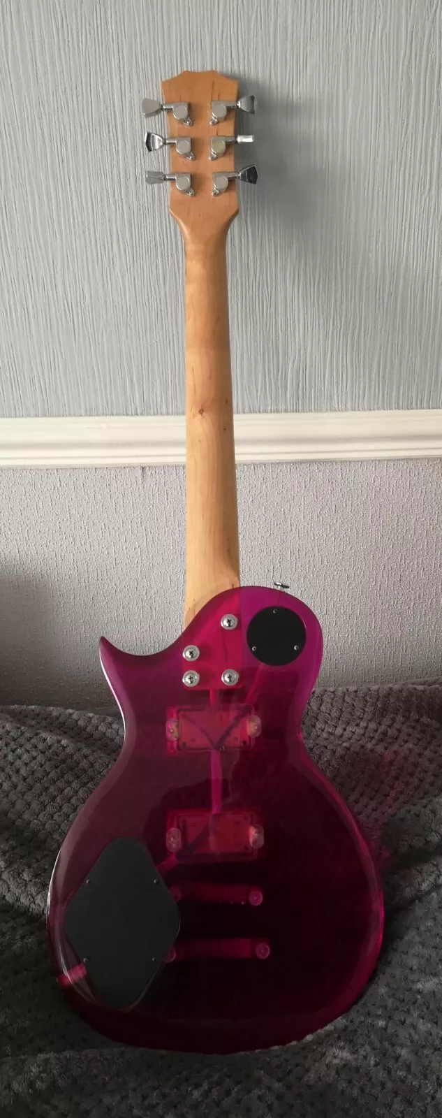 Wesley Transparent Wine Red Acrylic Les Paul Copy Guitar