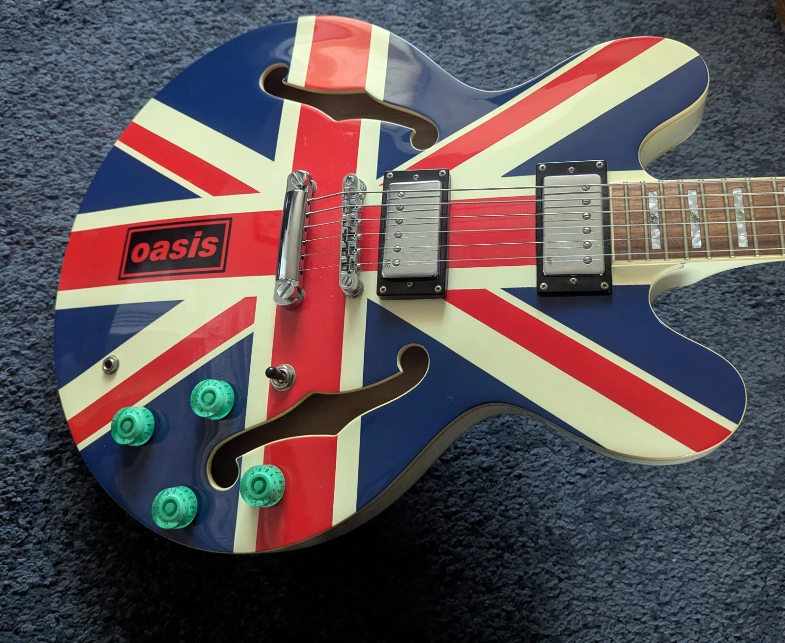 Rare Indie 335 Union Jack " Oasis " Electric Guitar 
