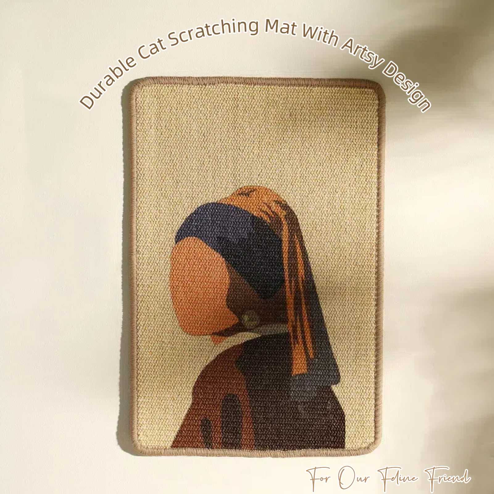 Artistic Sisal Cat Scratcher Post Mat (Pearl Earring)