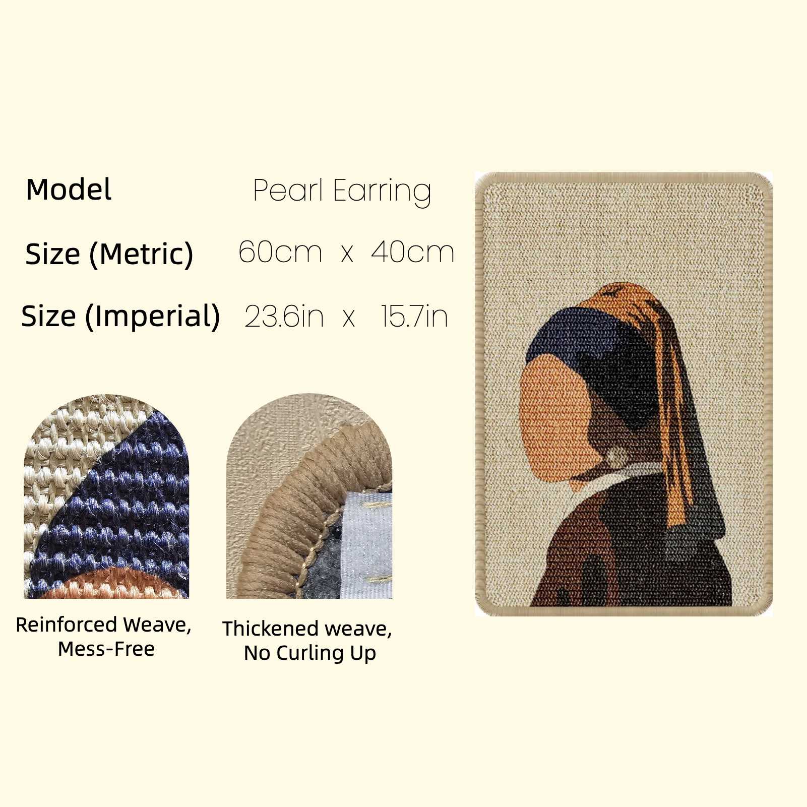 Artistic Sisal Cat Scratcher Post Mat (Pearl Earring)