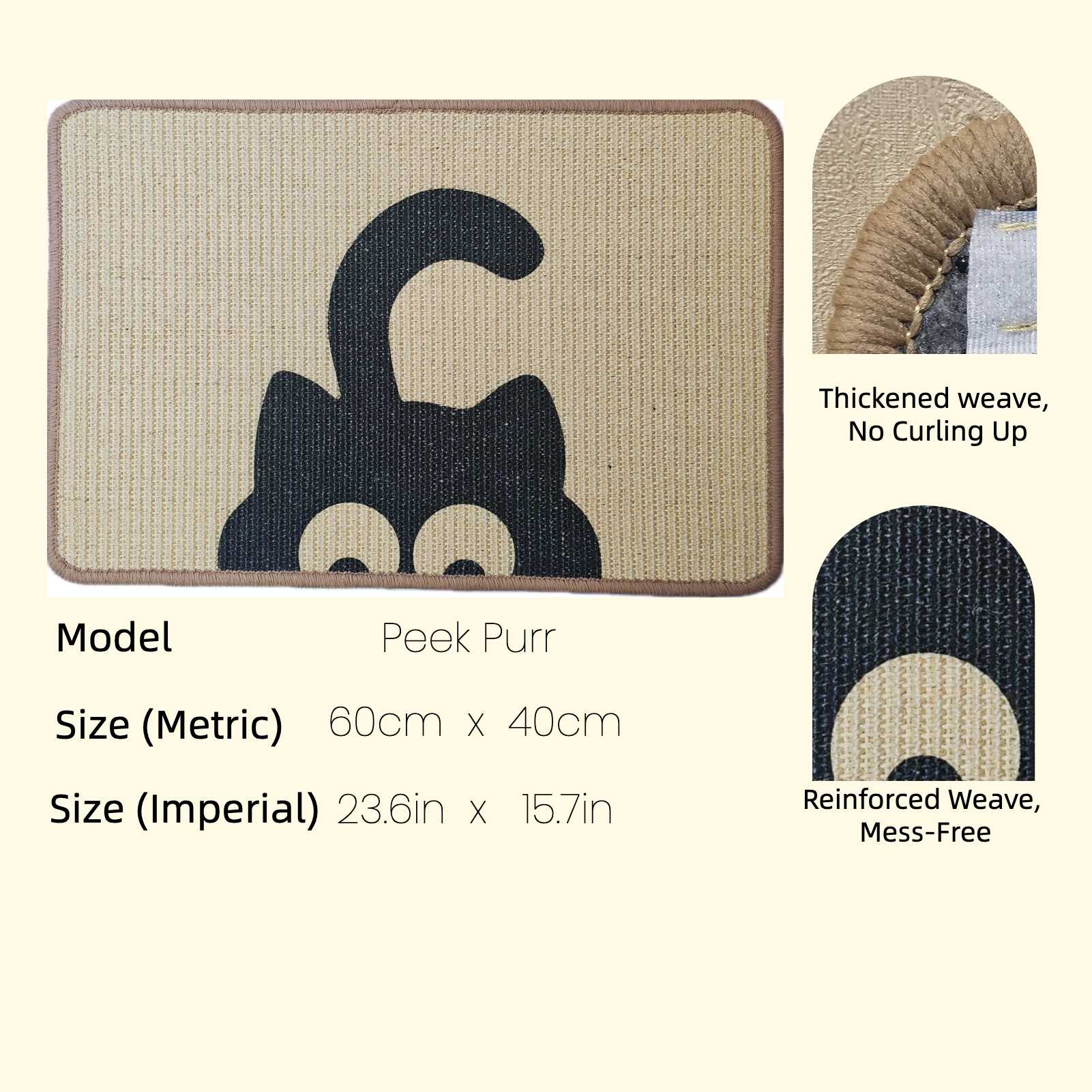 Artistic Sisal Cat Scratcher Post Mat (Peek Purr)