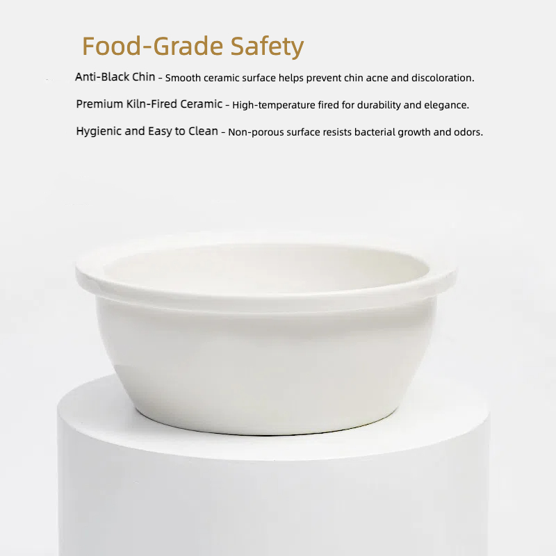 Raised Cat Bowl with Bamboo Stand, Elevated Pet Feeder with 2 Bowls