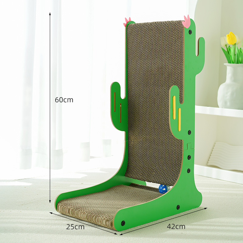 L-Shaped Cactus Cat Scratcher – Sturdy Cardboard Cat Scratch Pad for Claw Care and Play