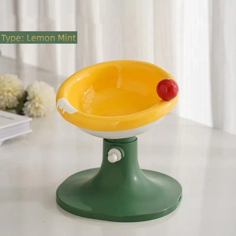 Adjustable Elevated Ceramic Cat Bowl – Artistic Macaron-Inspired Design with Tilt Angle, Stylish & Safe Raised Pet Feeder