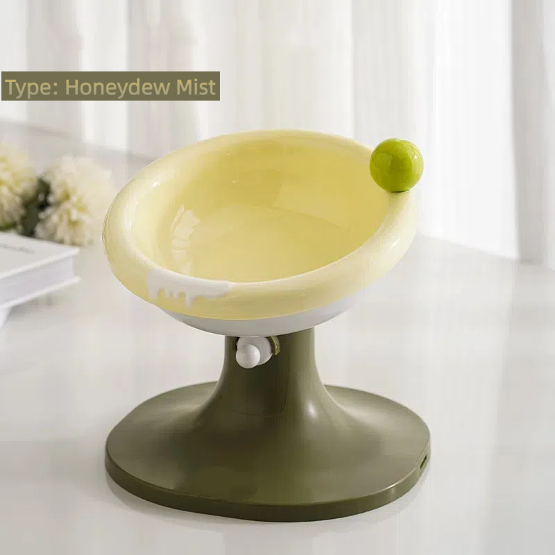 Adjustable Elevated Ceramic Cat Bowl – Artistic Macaron-Inspired Design with Tilt Angle, Stylish & Safe Raised Pet Feeder