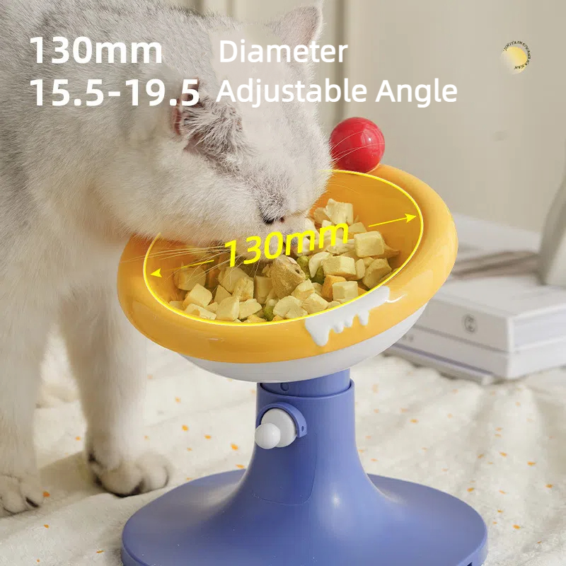 Adjustable Elevated Ceramic Cat Bowl – Artistic Macaron-Inspired Design with Tilt Angle, Stylish & Safe Raised Pet Feeder