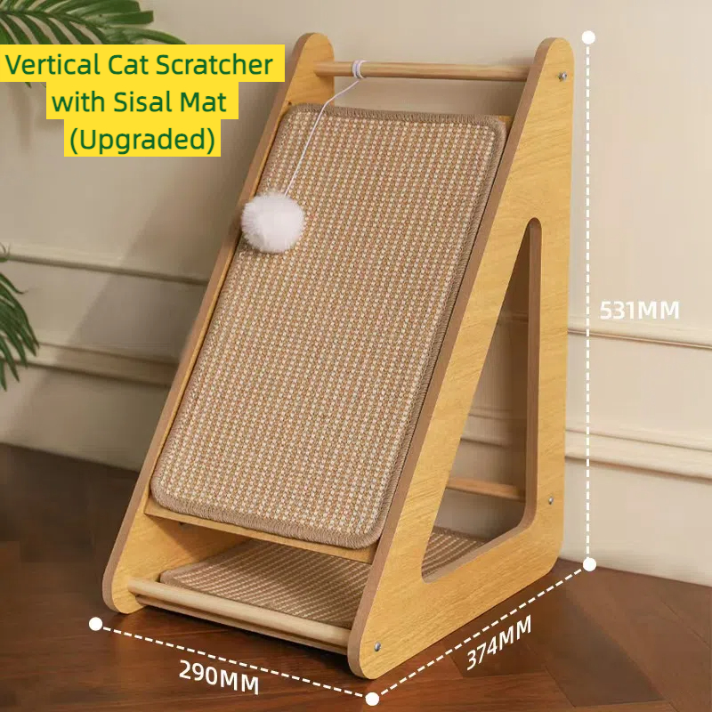 Vertical Cat Scratcher with Sisal Mat – Triangular Wall-Backed Design, Durable & Space-Saving Cat Scratch Pad for Indoor Cats