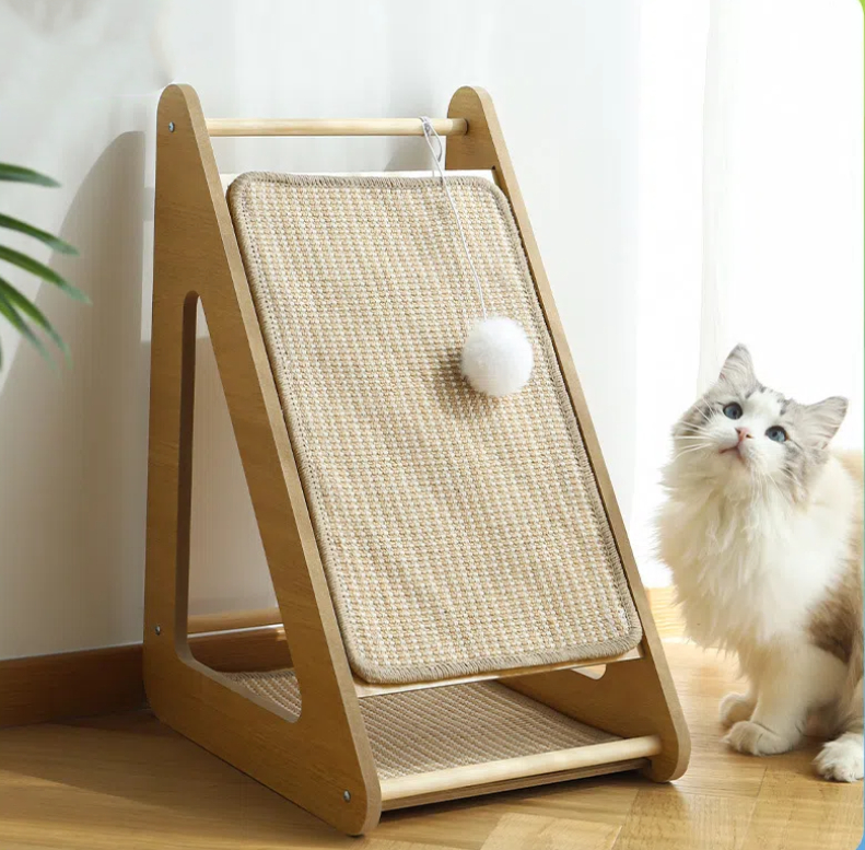 Vertical Cat Scratcher with Sisal Mat – Triangular Wall-Backed Design, Durable & Space-Saving Cat Scratch Pad for Indoor Cats