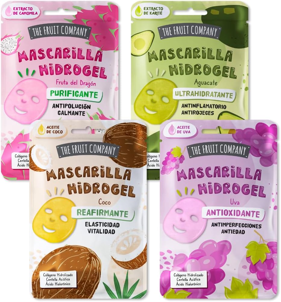 Lot de 4 masques faciaux hydrogel avec collagène hydrolysé