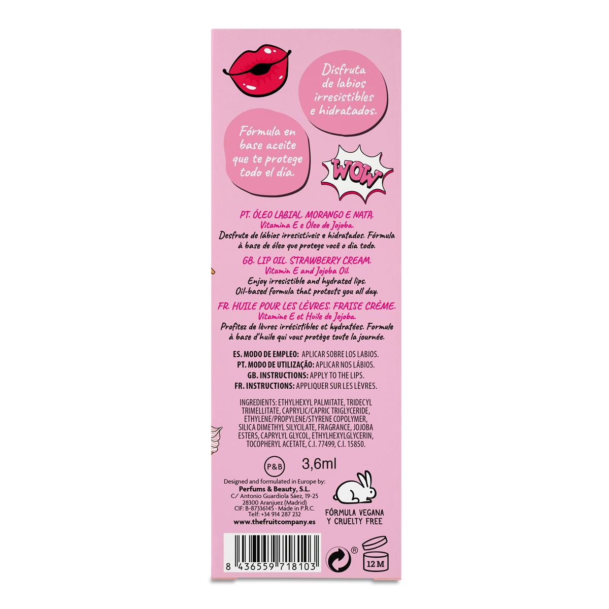 Huile à lèvres Fraise & Crème 