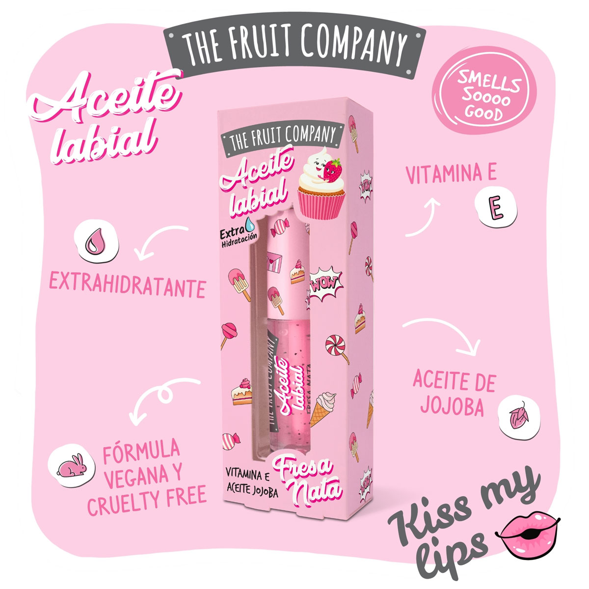 Huile à lèvres Fraise & Crème 
