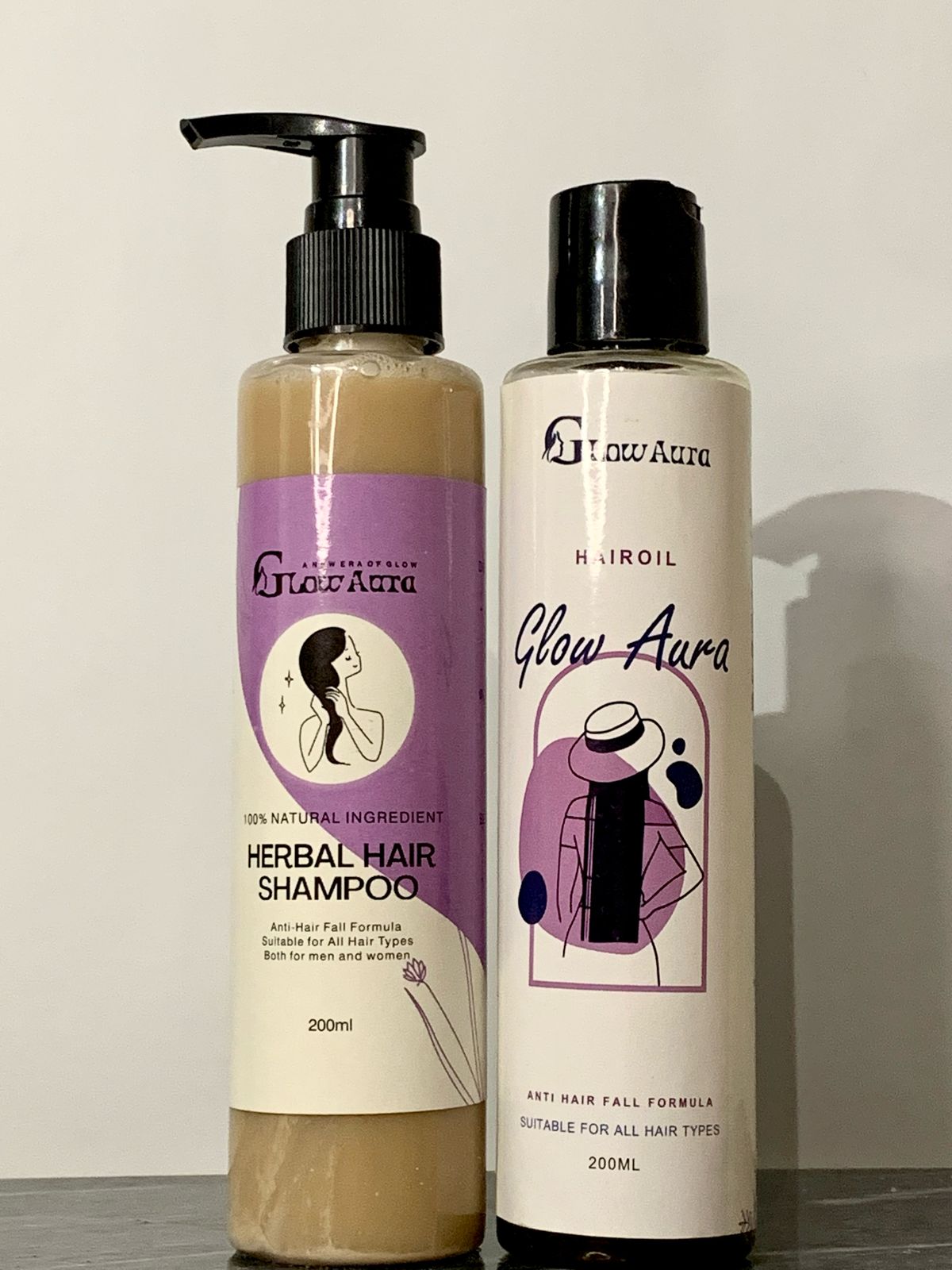 GlowAura Herbal Hair Shampoo and Hair Oil