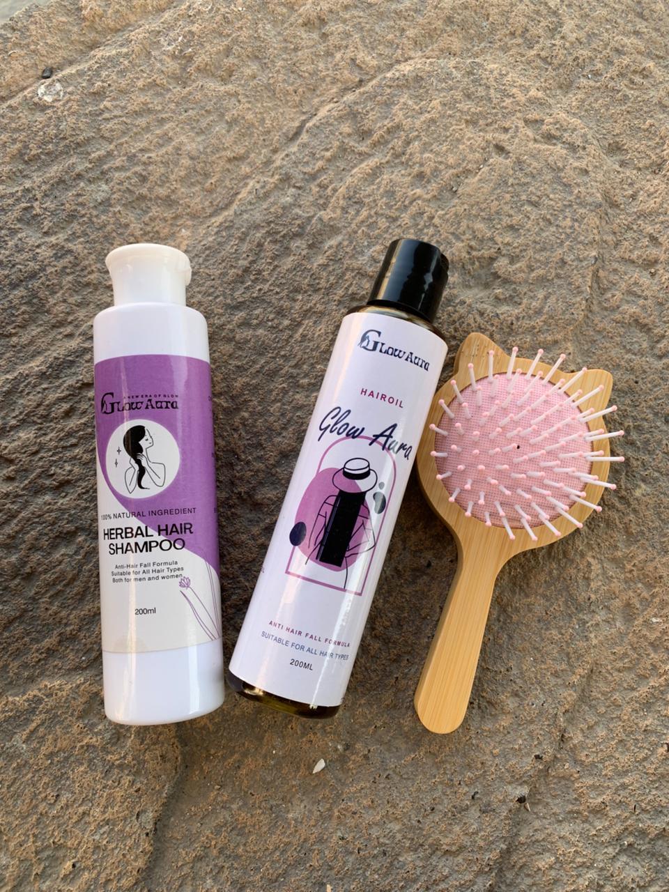 GlowAura Herbal Hair Shampoo and Hair Oil