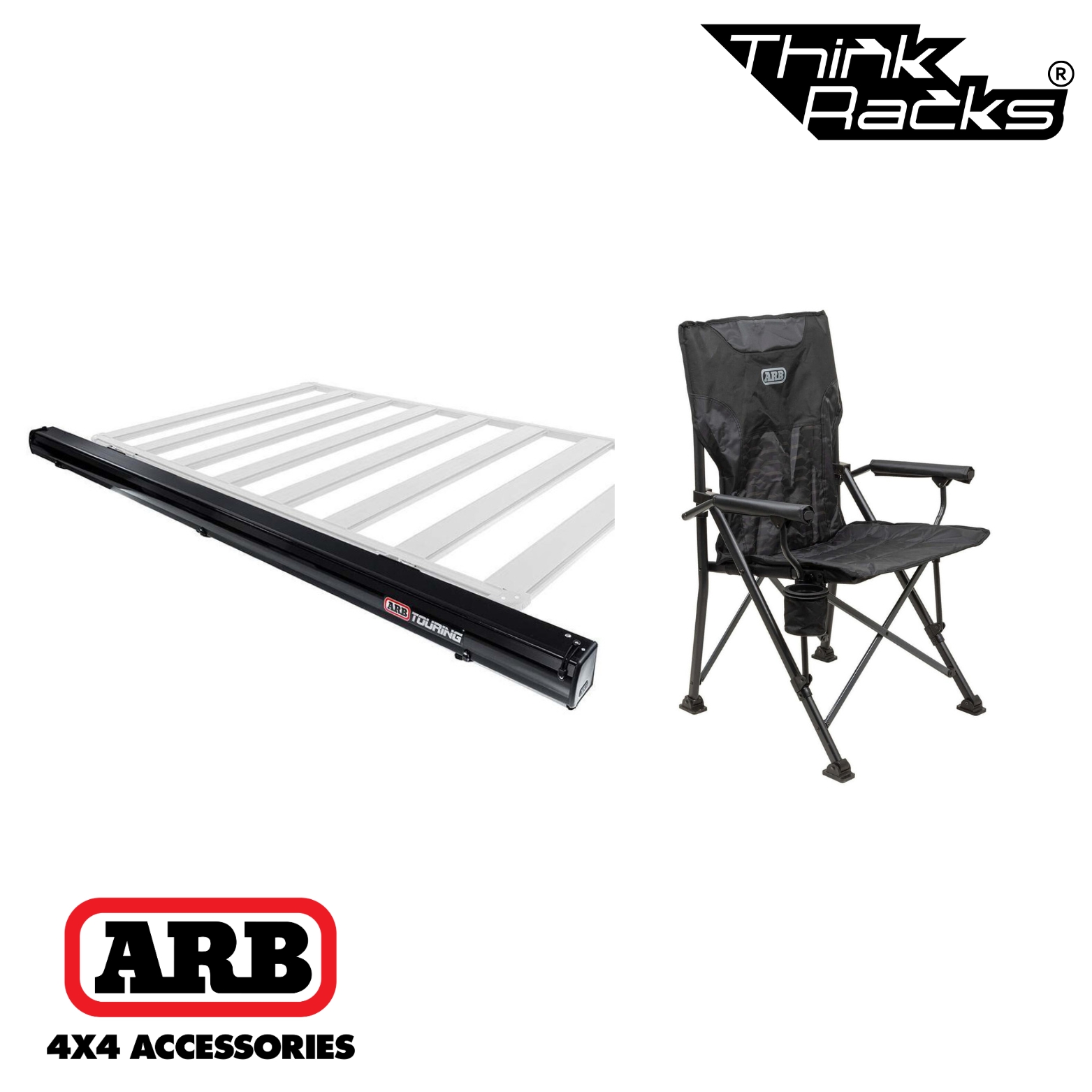 ARB ALUM AWNING 2500 INCLUDES LIGHT INSTALLED-BLACK + ARB BASE CAMP CHAIR