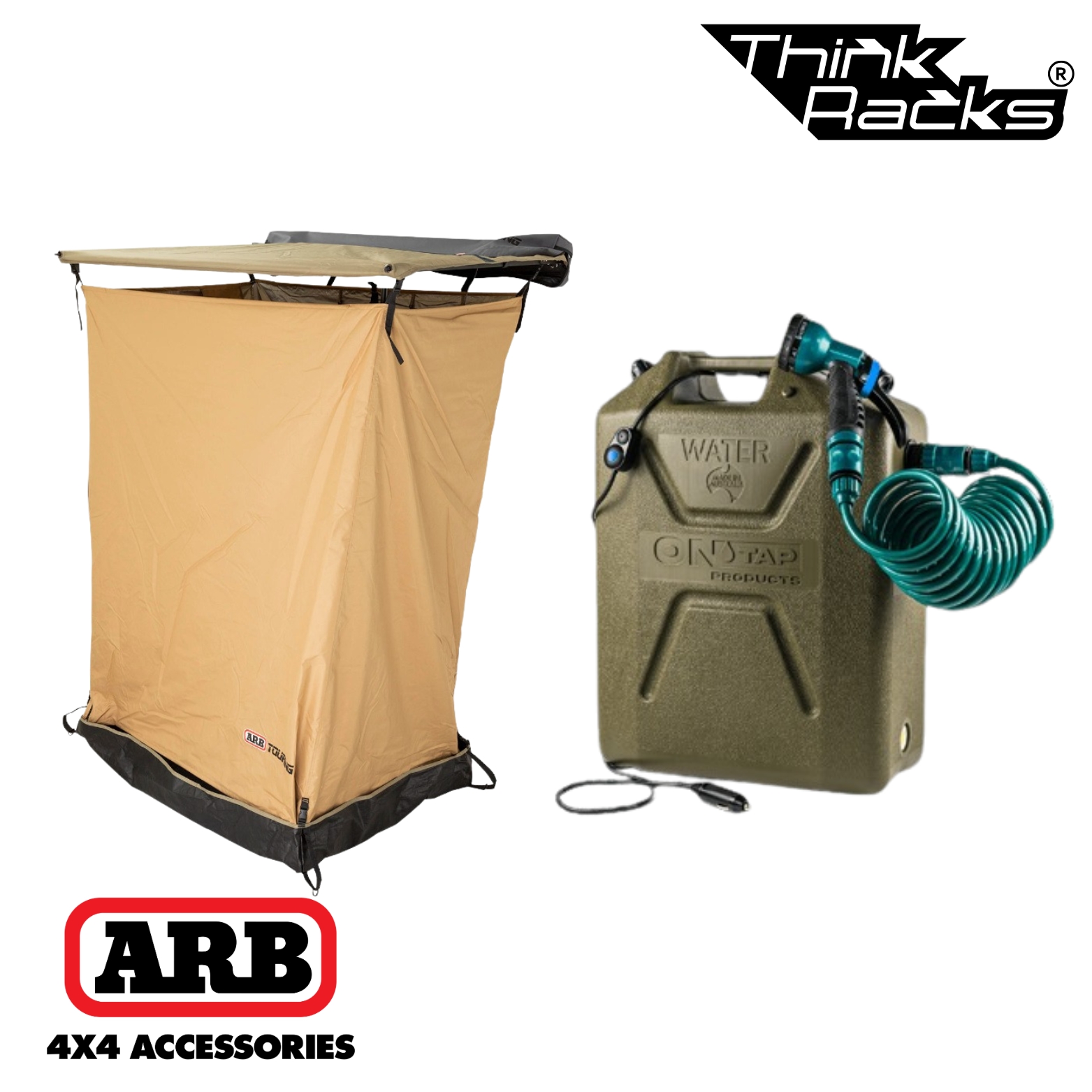 ARB ENSUITE ROOM W/ FLOOR INSTANT SHOWER TENT + ARB ONTAP SHOWER GREEN