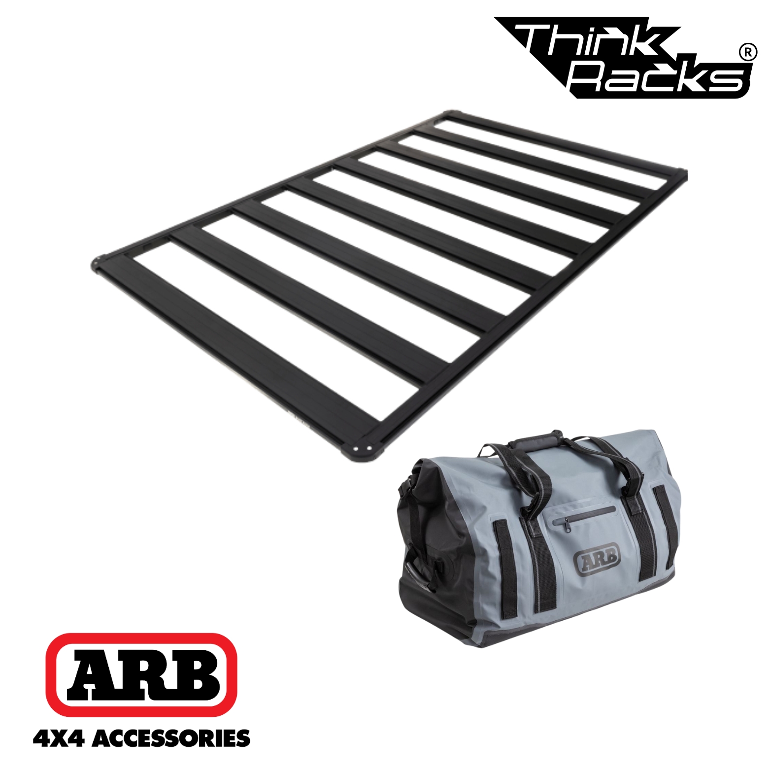 ARB BASERACK 1835X1155 + ARB MEDIUM STORMPROOF BAG GREY PVC CARGO GEAR