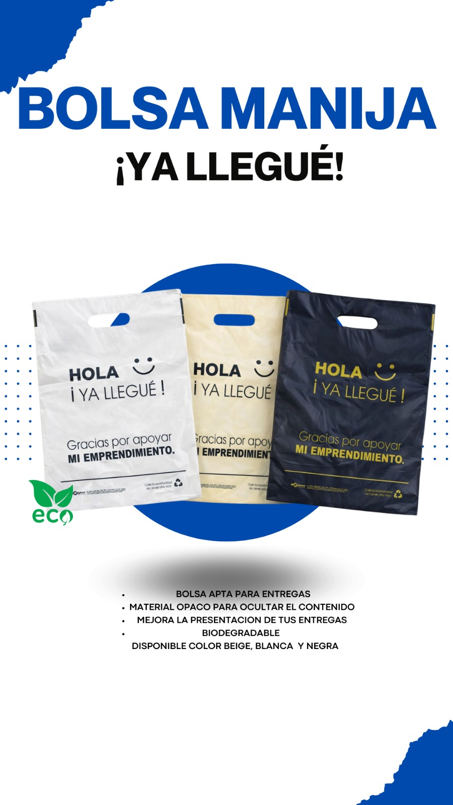 Bolsa de presentación con manija ¡YA LLEGUE! PQTX100