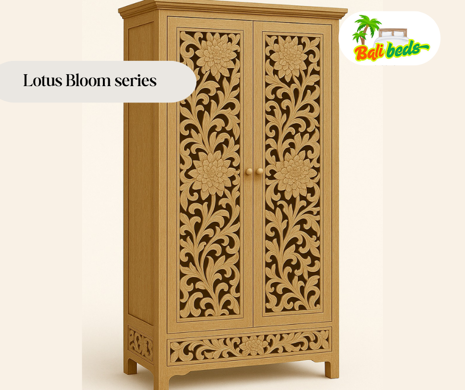 Lotus Bloom series Ornate Wooden Wardrobe